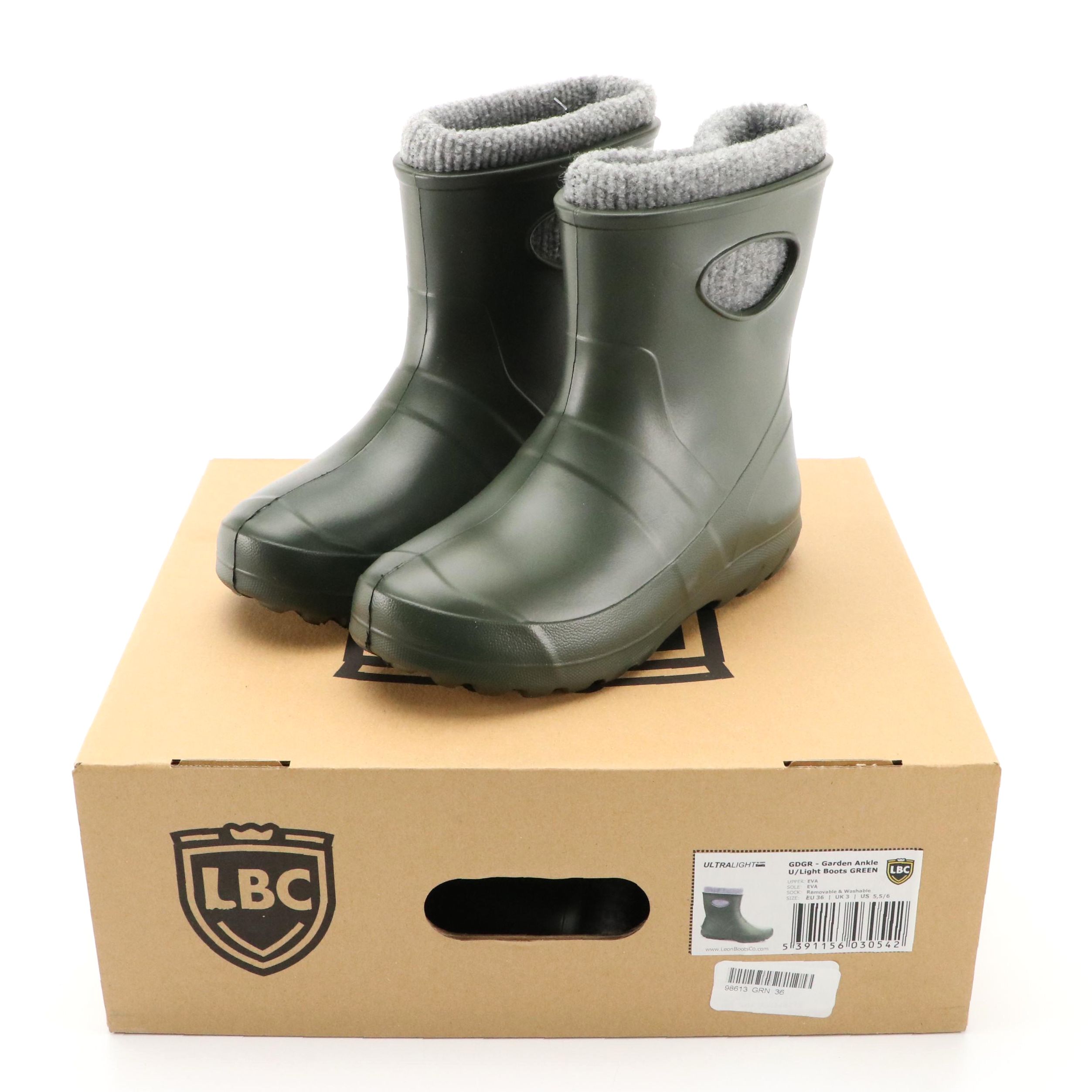 Leon Boots Co. Garden Ankle Ultralight Boots in Green with Boxes, NWT