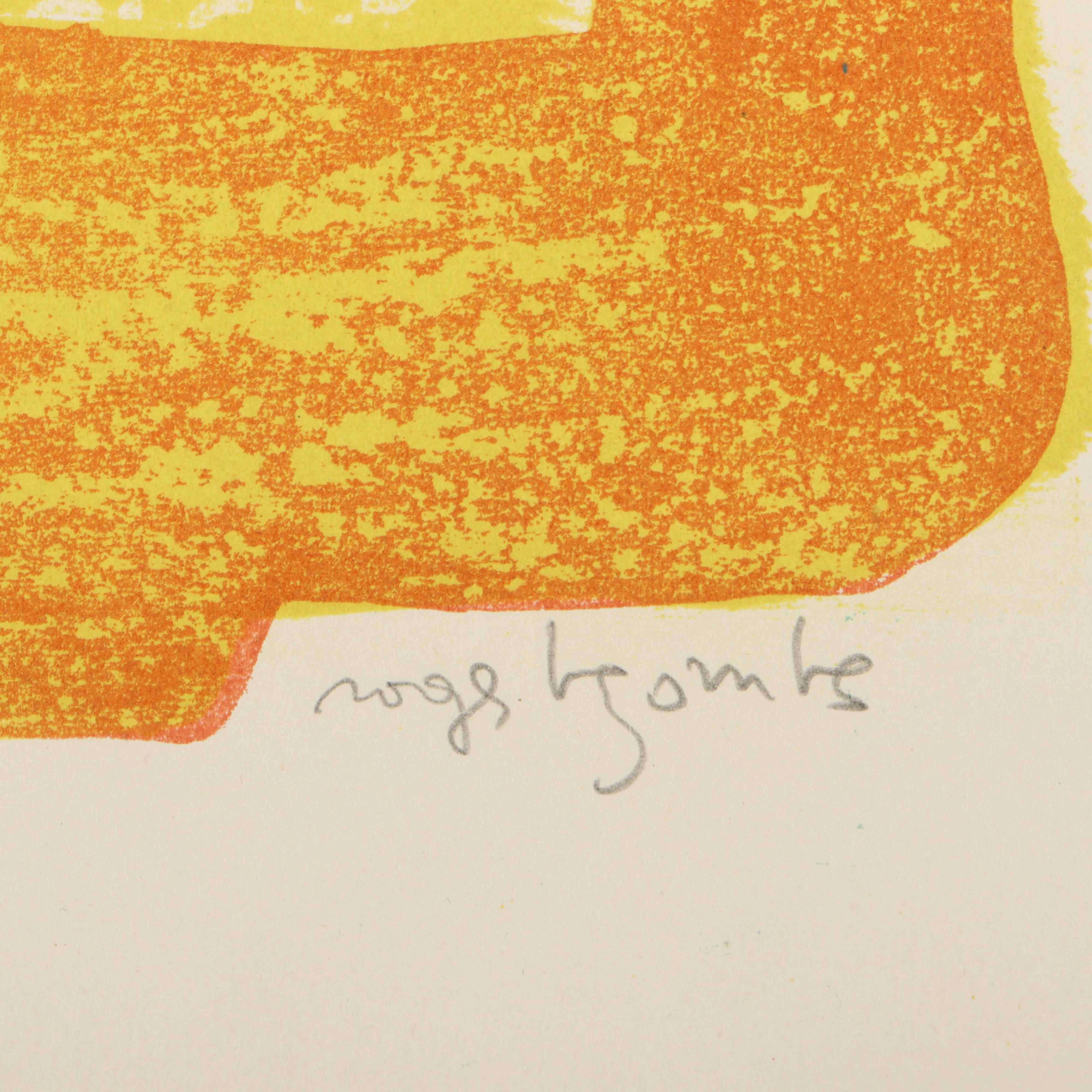 Roger Bezombes Lithograph of Recumbent Female Figure, 1960s