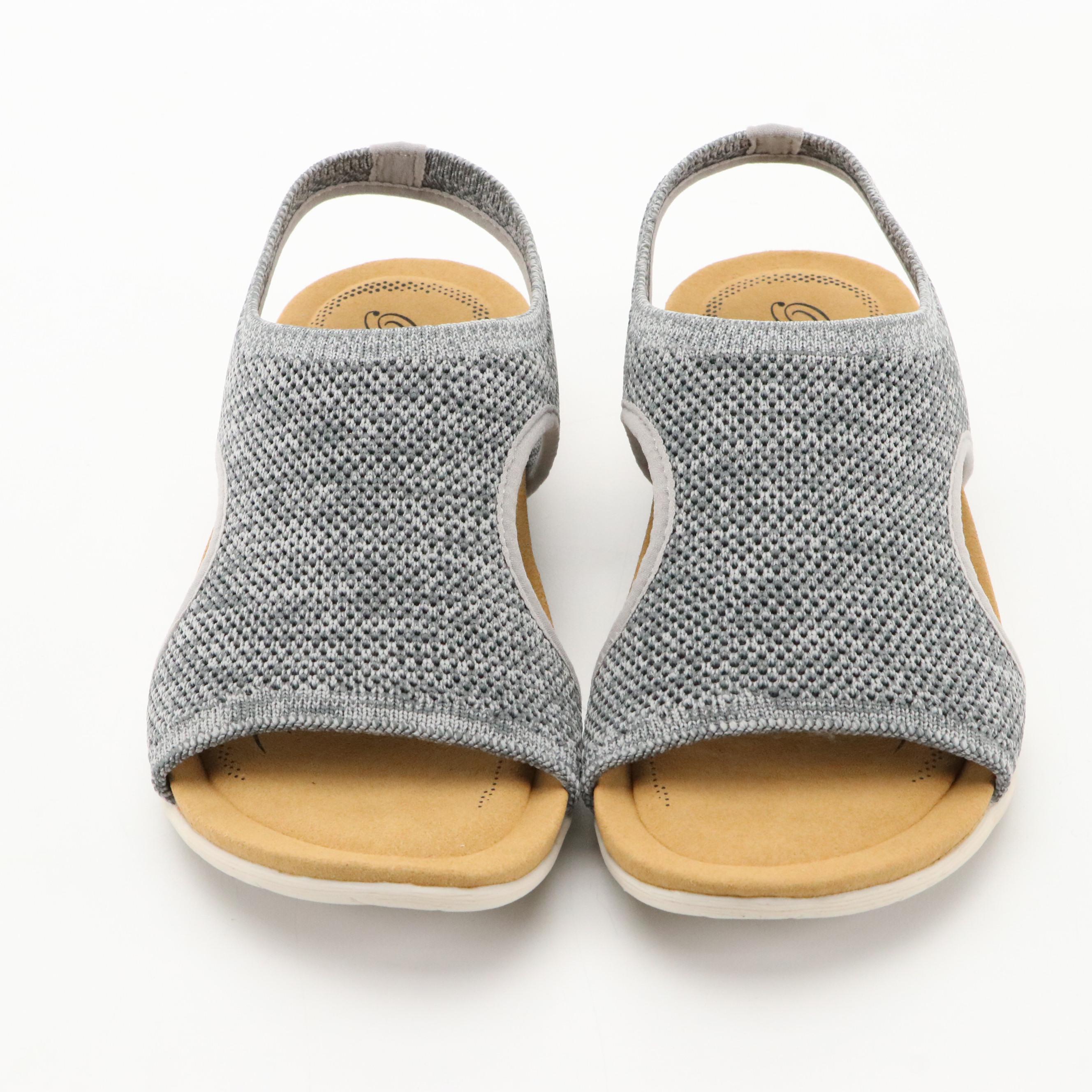 Biza® Limit Grey Heathered Stretch Knit Walking Sandals, New in Boxes