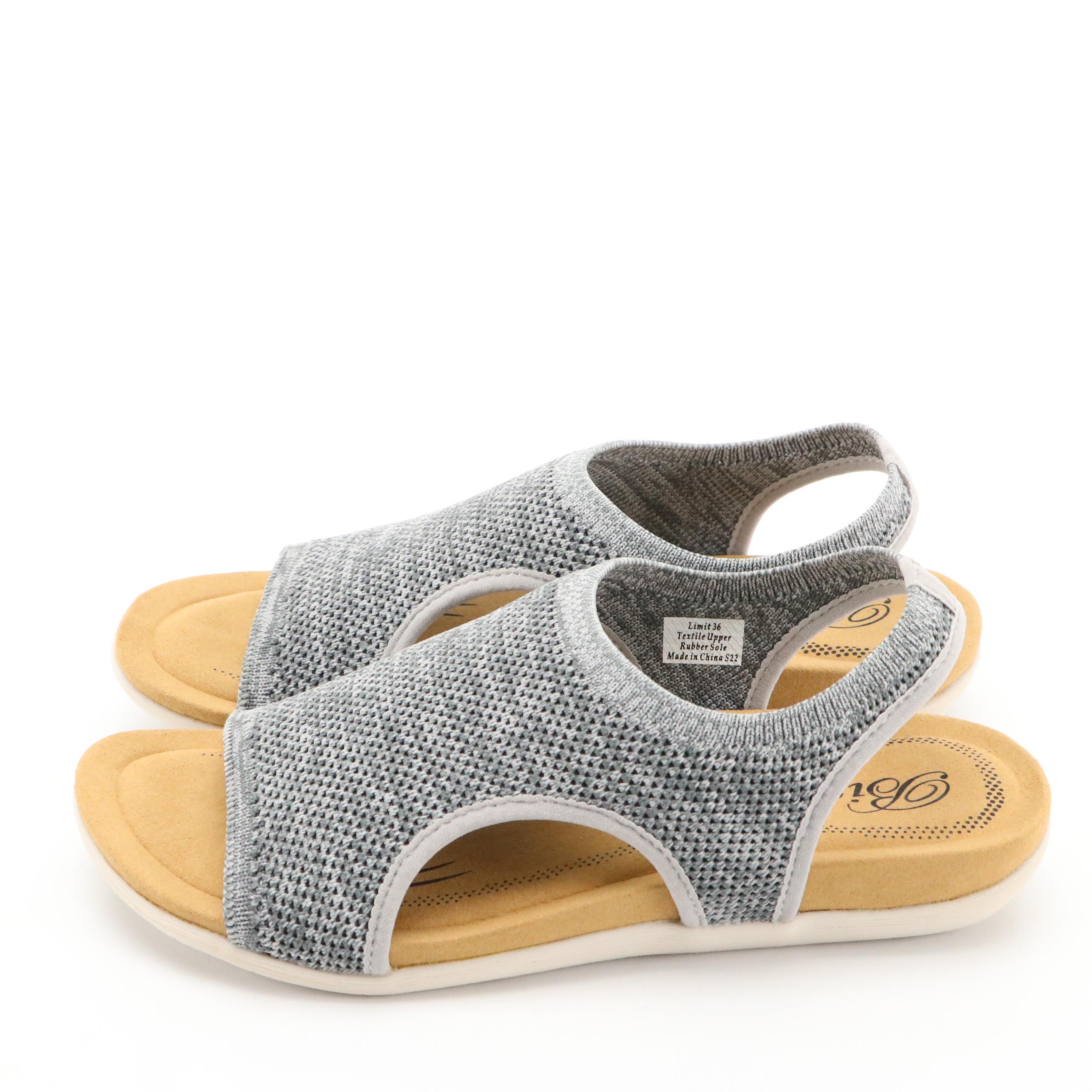 Biza® Limit Grey Heathered Stretch Knit Walking Sandals, New in Boxes