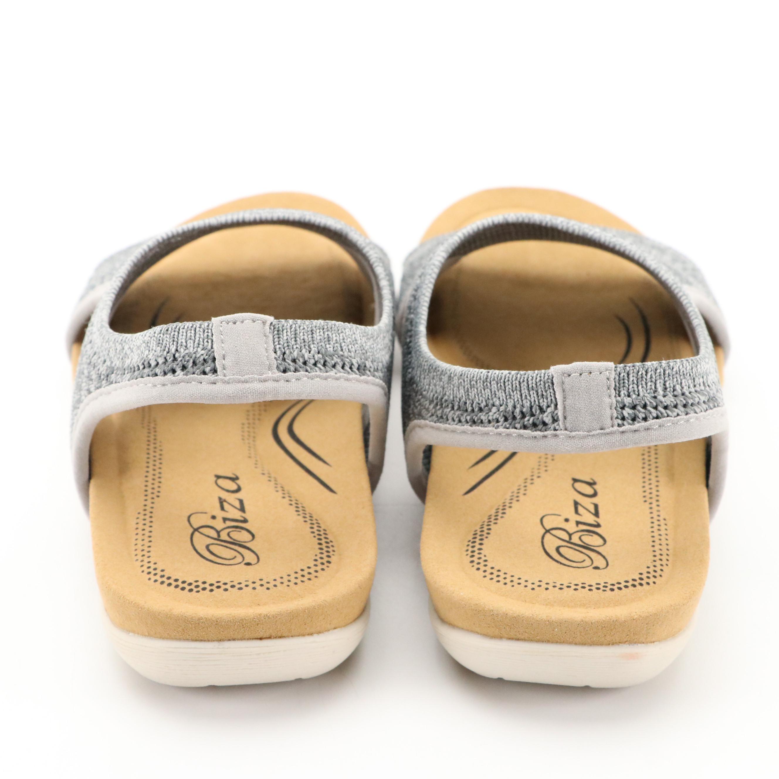 Biza® Limit Grey Heathered Stretch Knit Walking Sandals, New in Boxes