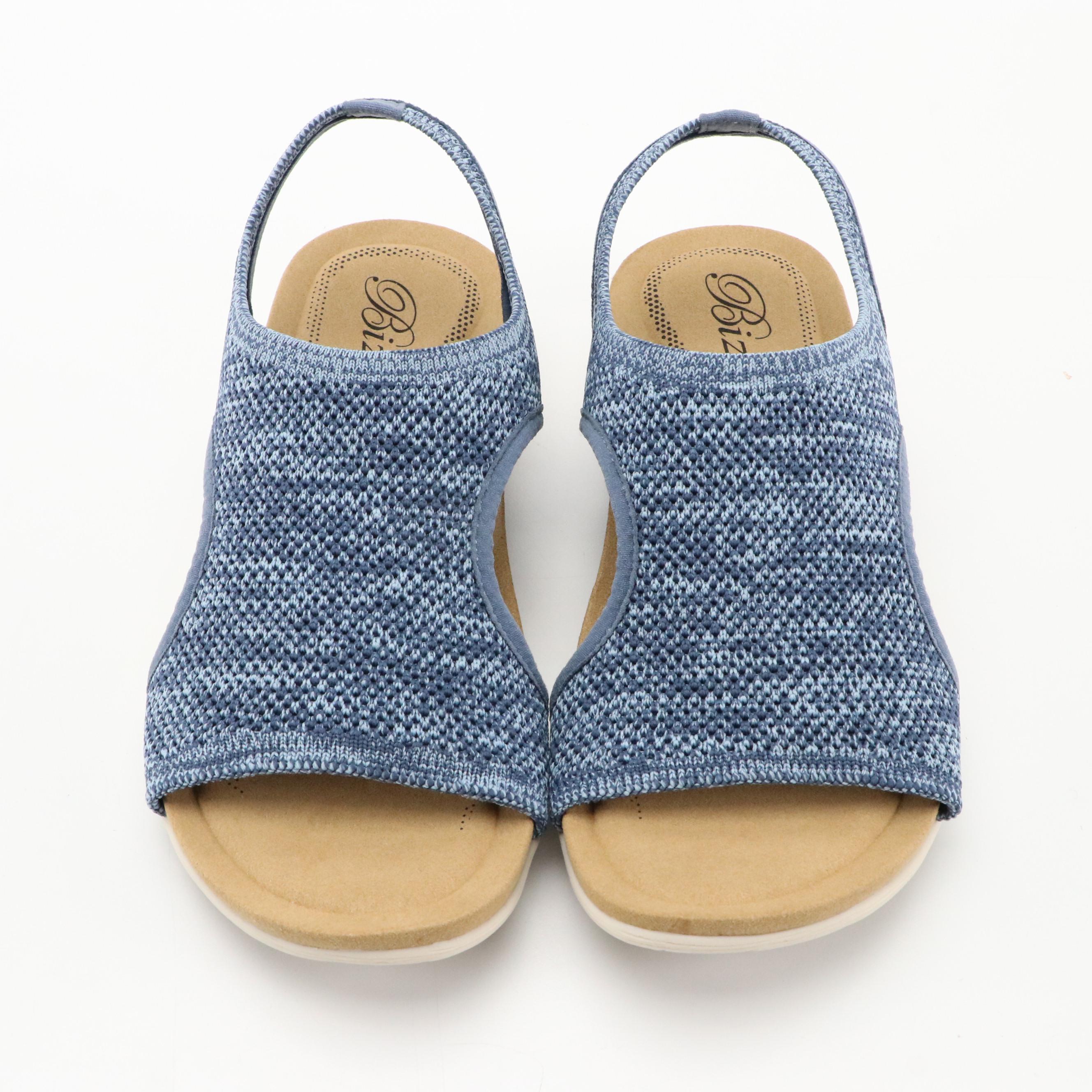 Biza® Limit Denim Heathered Stretch Knit Walking Sandals, New in Boxes