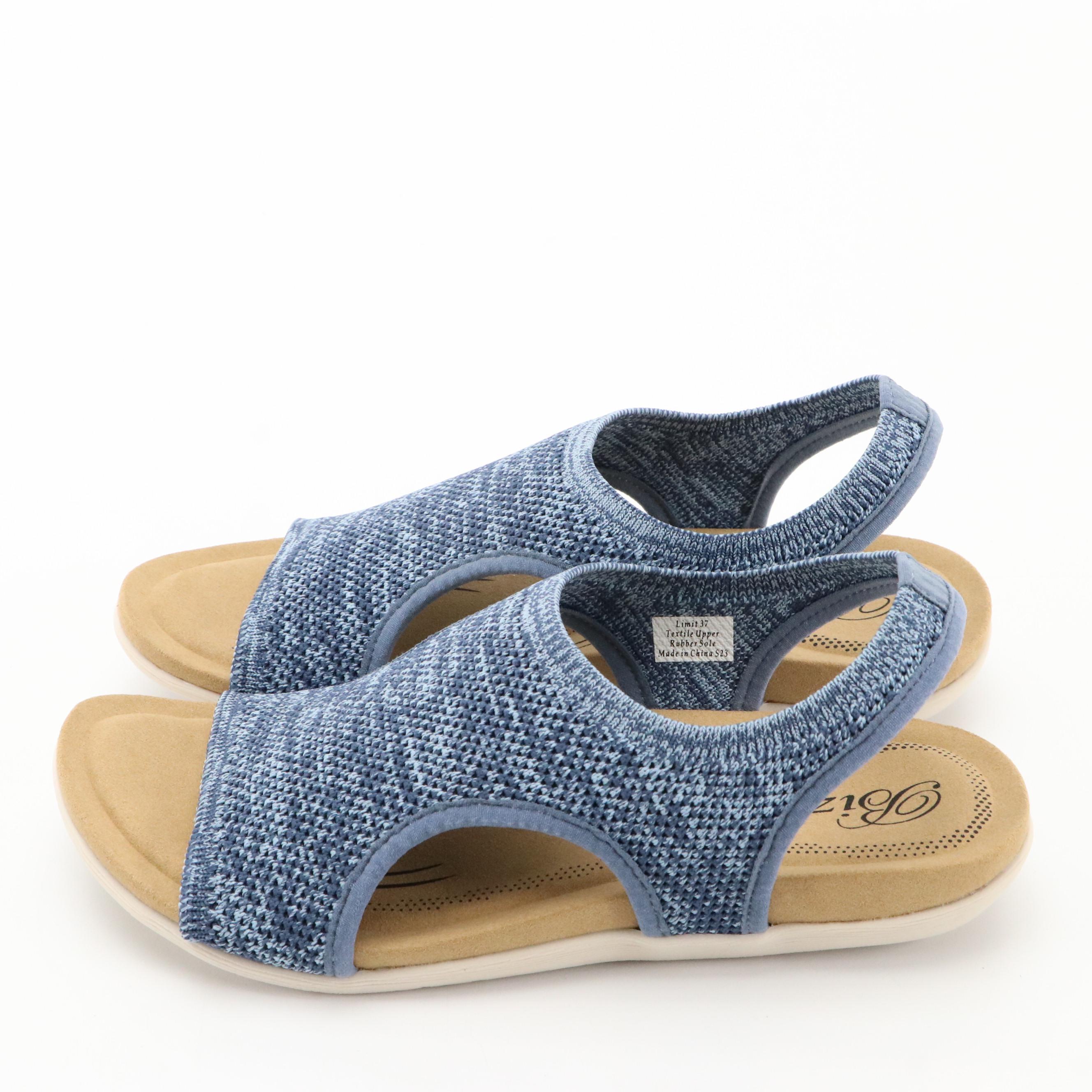 Biza® Limit Denim Heathered Stretch Knit Walking Sandals, New in Boxes