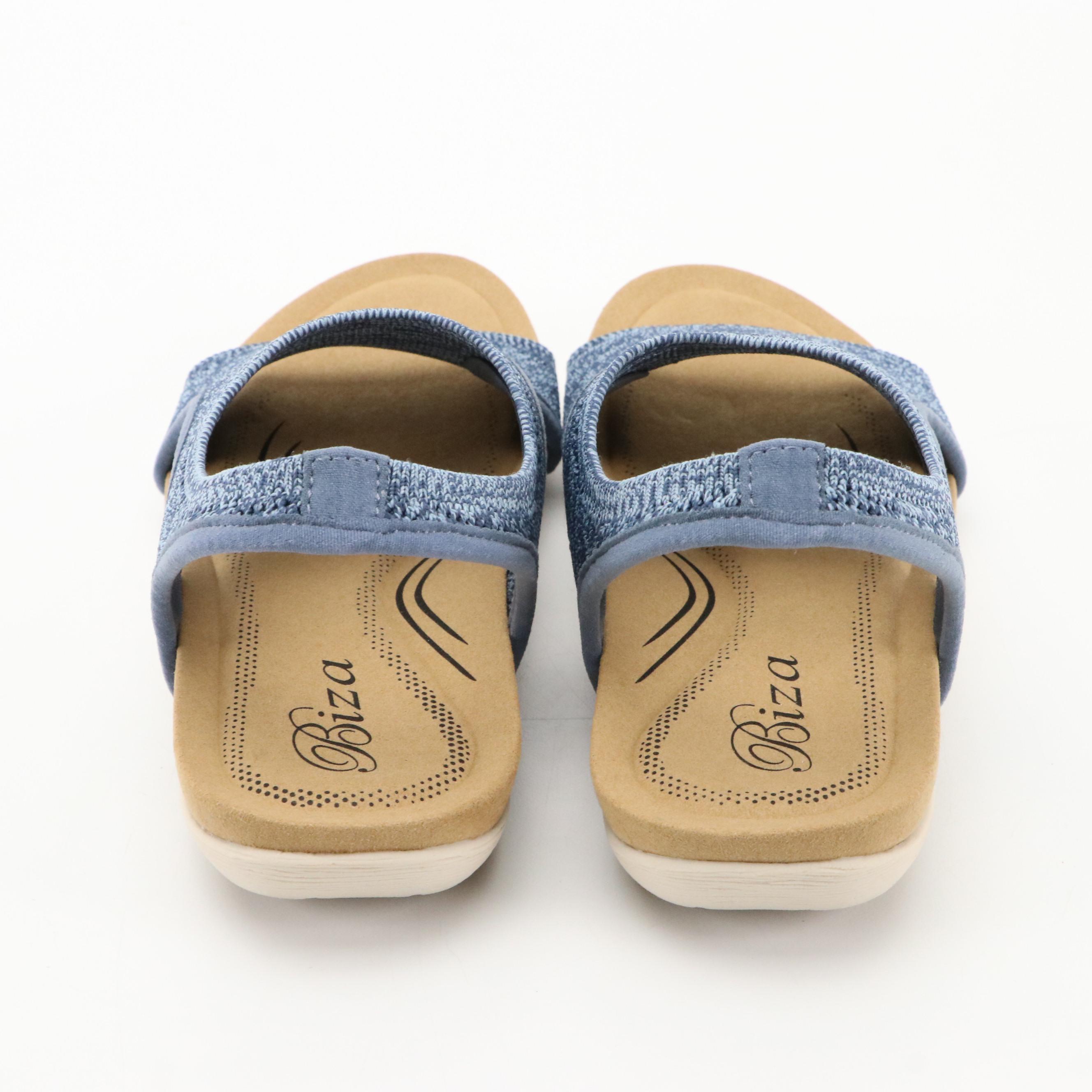 Biza® Limit Denim Heathered Stretch Knit Walking Sandals, New in Boxes