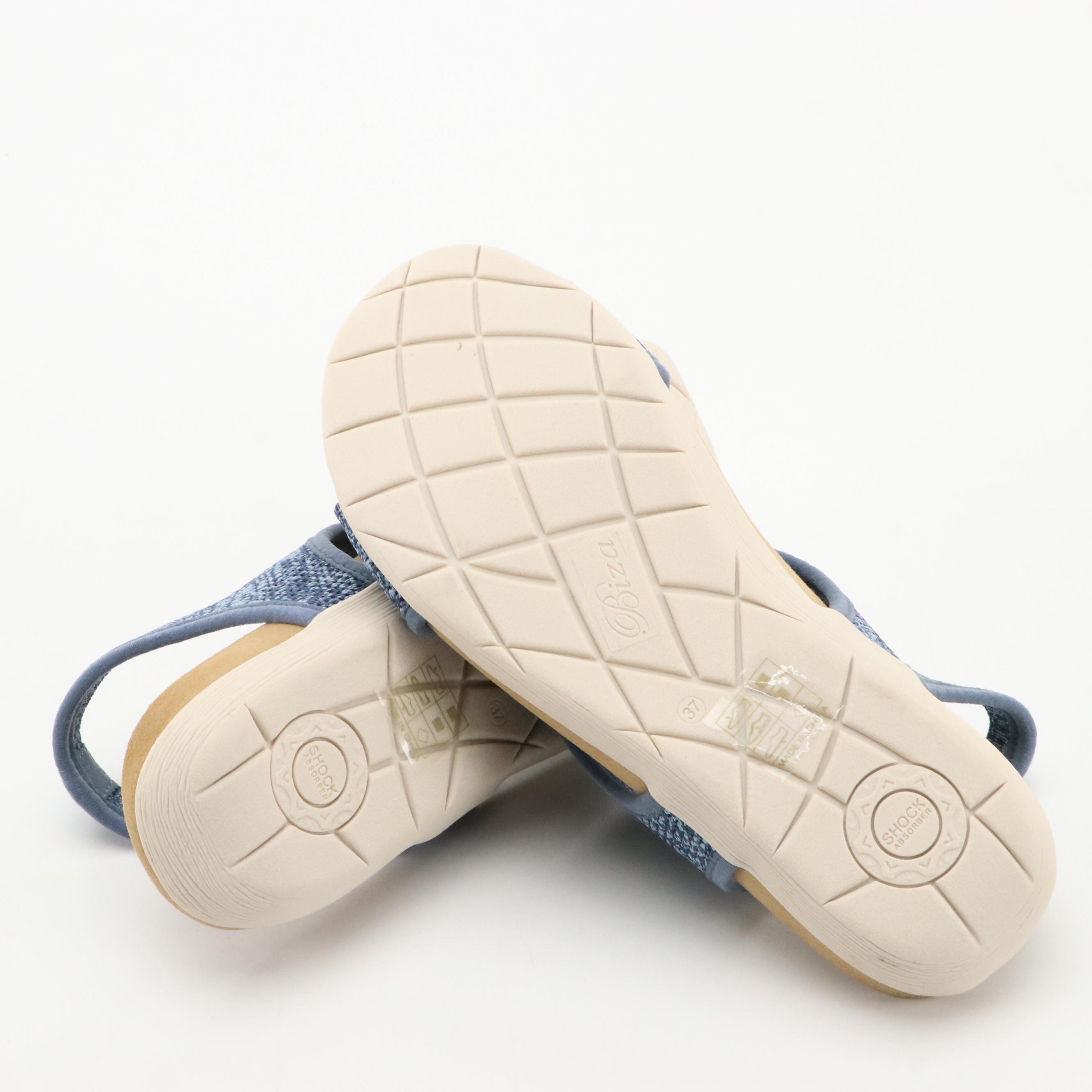 Biza® Limit Denim Heathered Stretch Knit Walking Sandals, New in Boxes