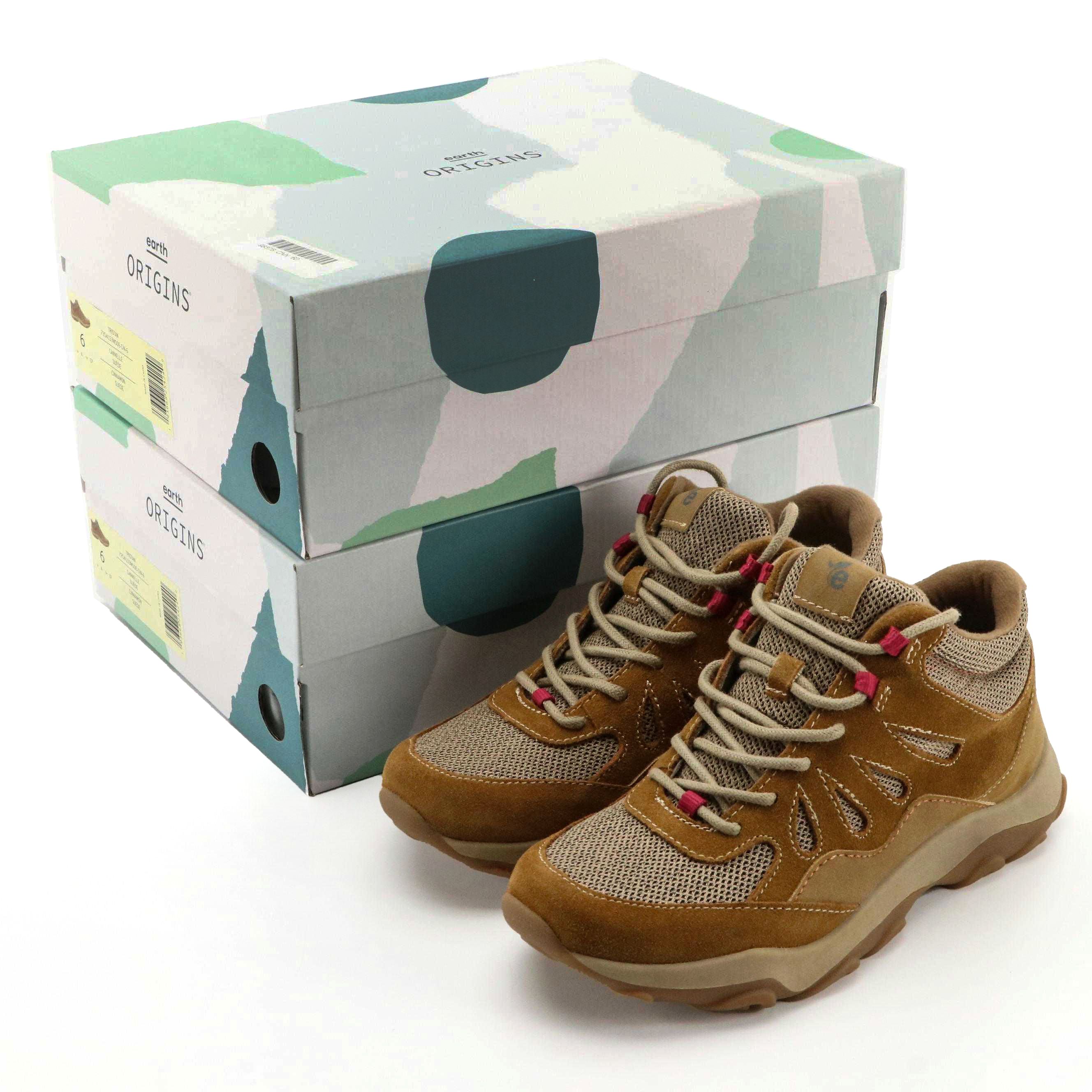 Earth Origins Tristan Hiking Shoes in Cinnamon Suede with Boxes, NWT