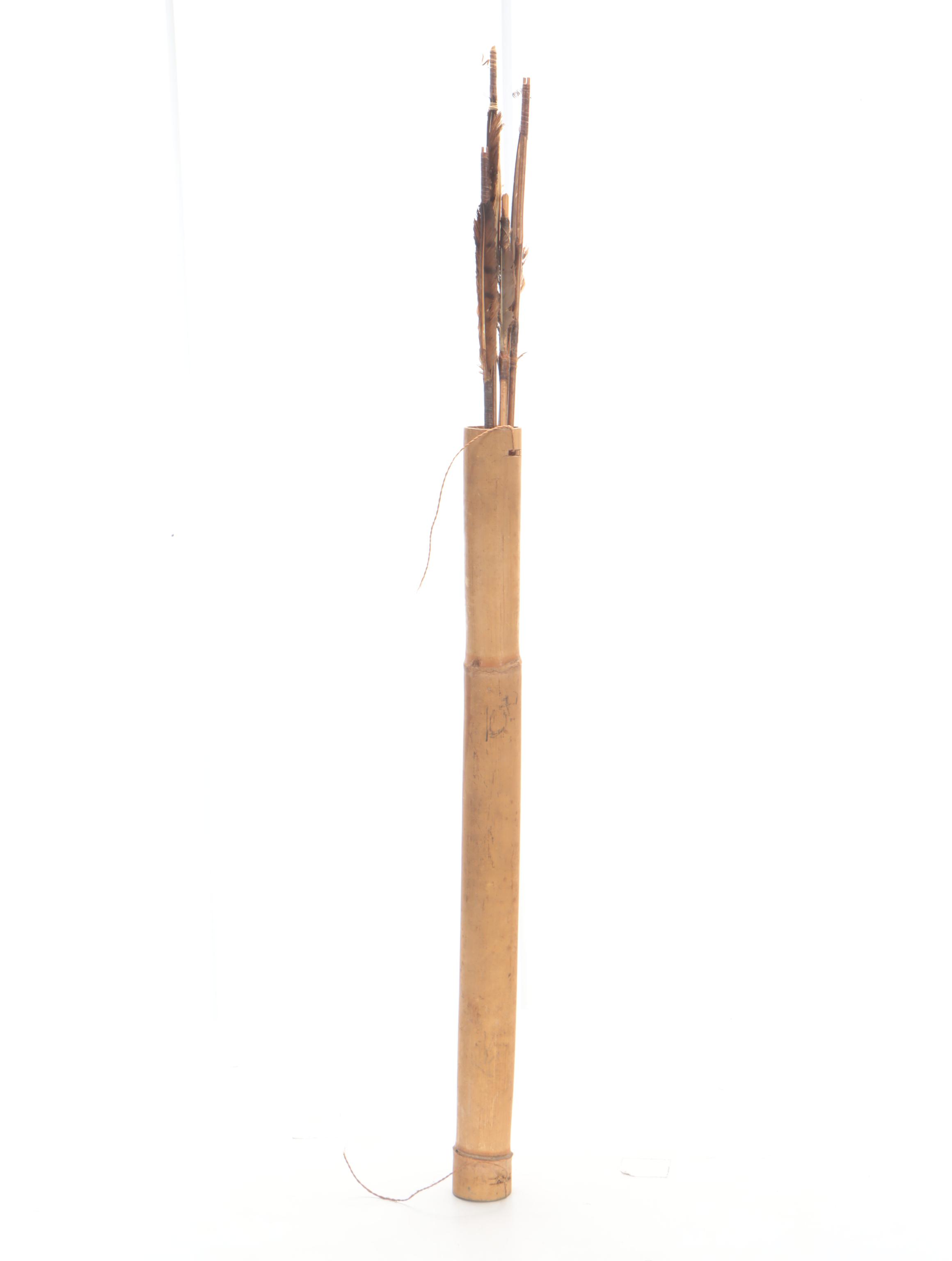 Wood Bowstaff with Wood Quiver and More Archery Equipment