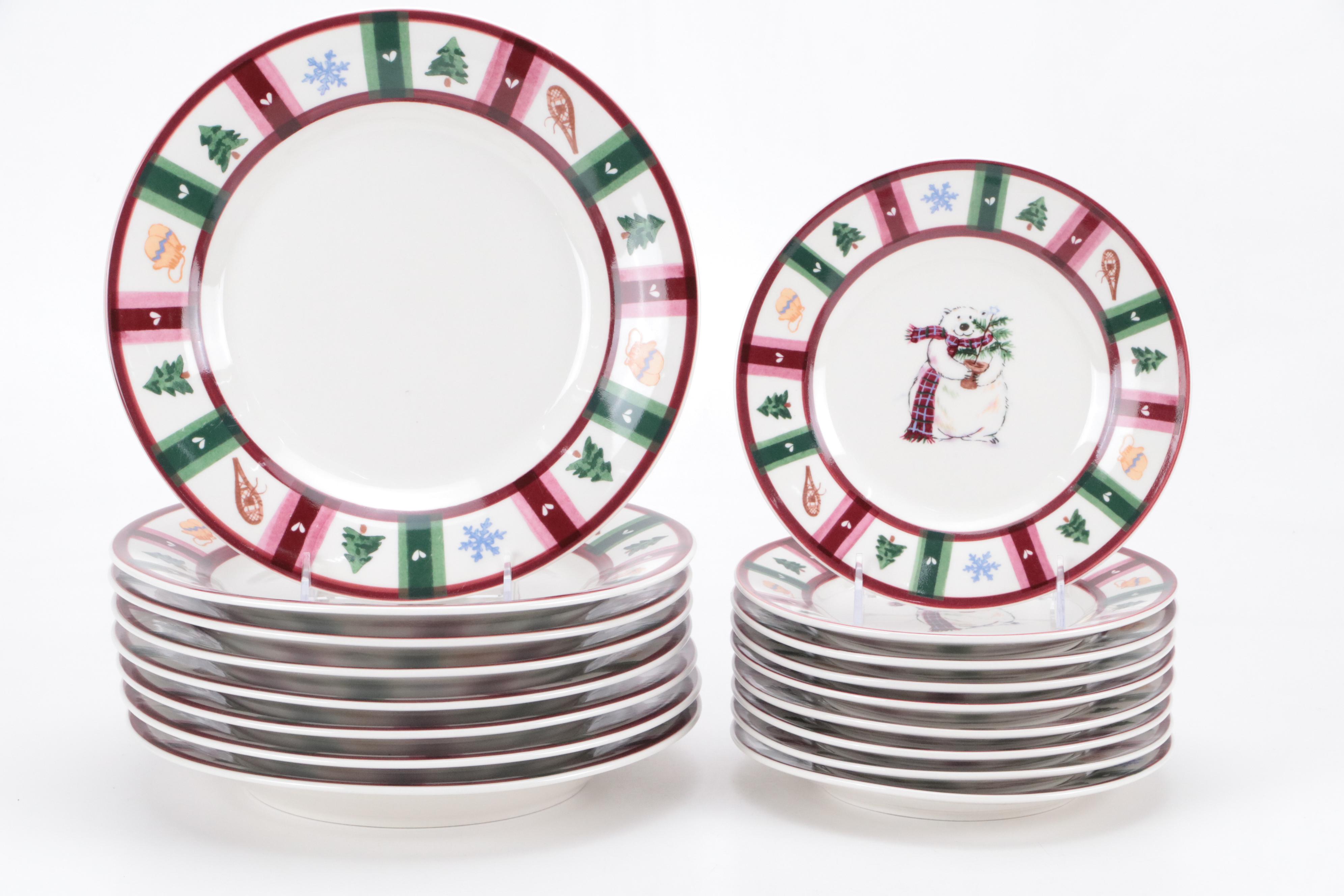 Pfaltzgraff  "Snow Bear" Dinnerware and Relish Tray with Other Tableware