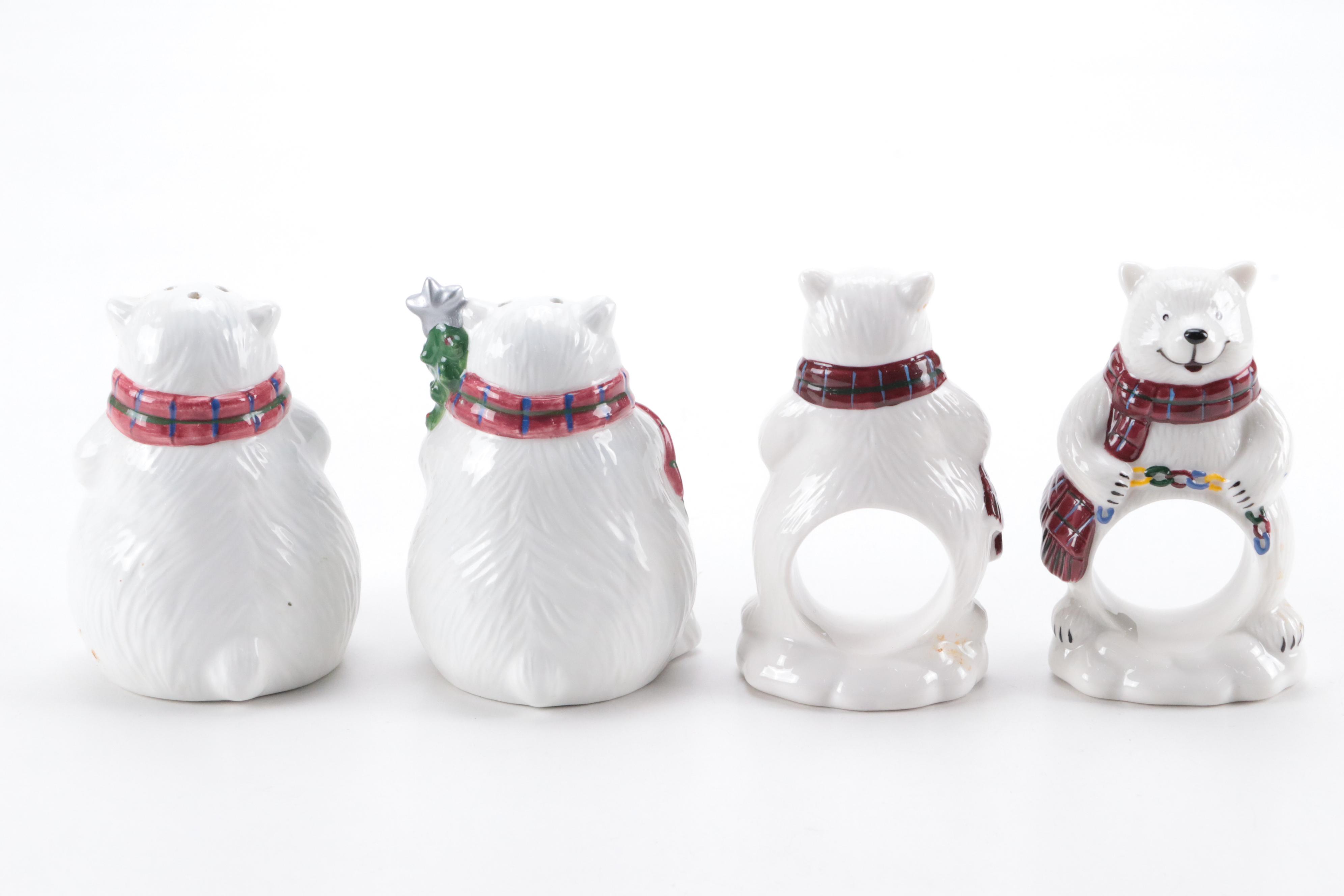 Pfaltzgraff  "Snow Bear" Dinnerware and Relish Tray with Other Tableware