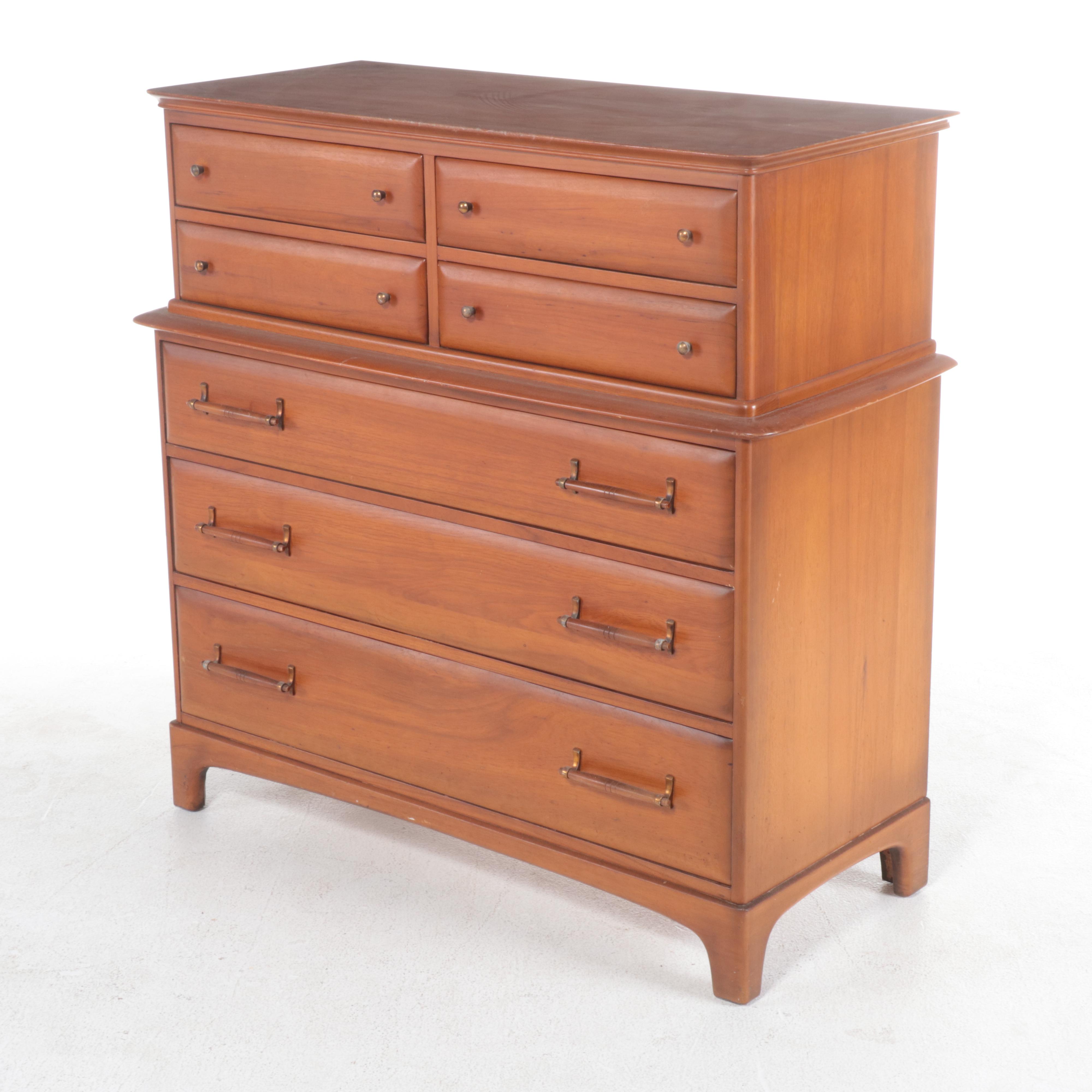 Unique Furniture Makers Mid Century Modern Pecan Seven-Drawer Chest