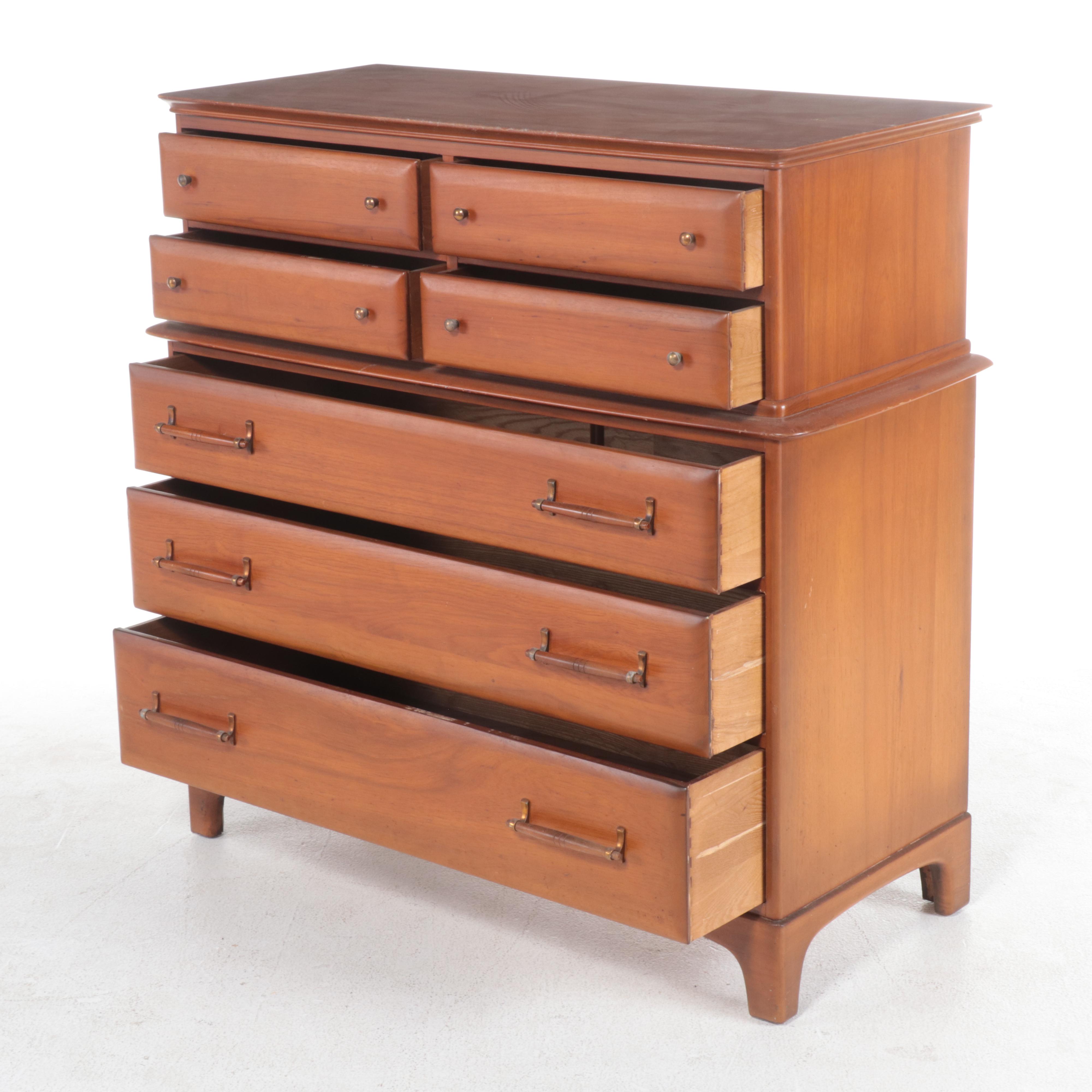 Unique Furniture Makers Mid Century Modern Pecan Seven-Drawer Chest