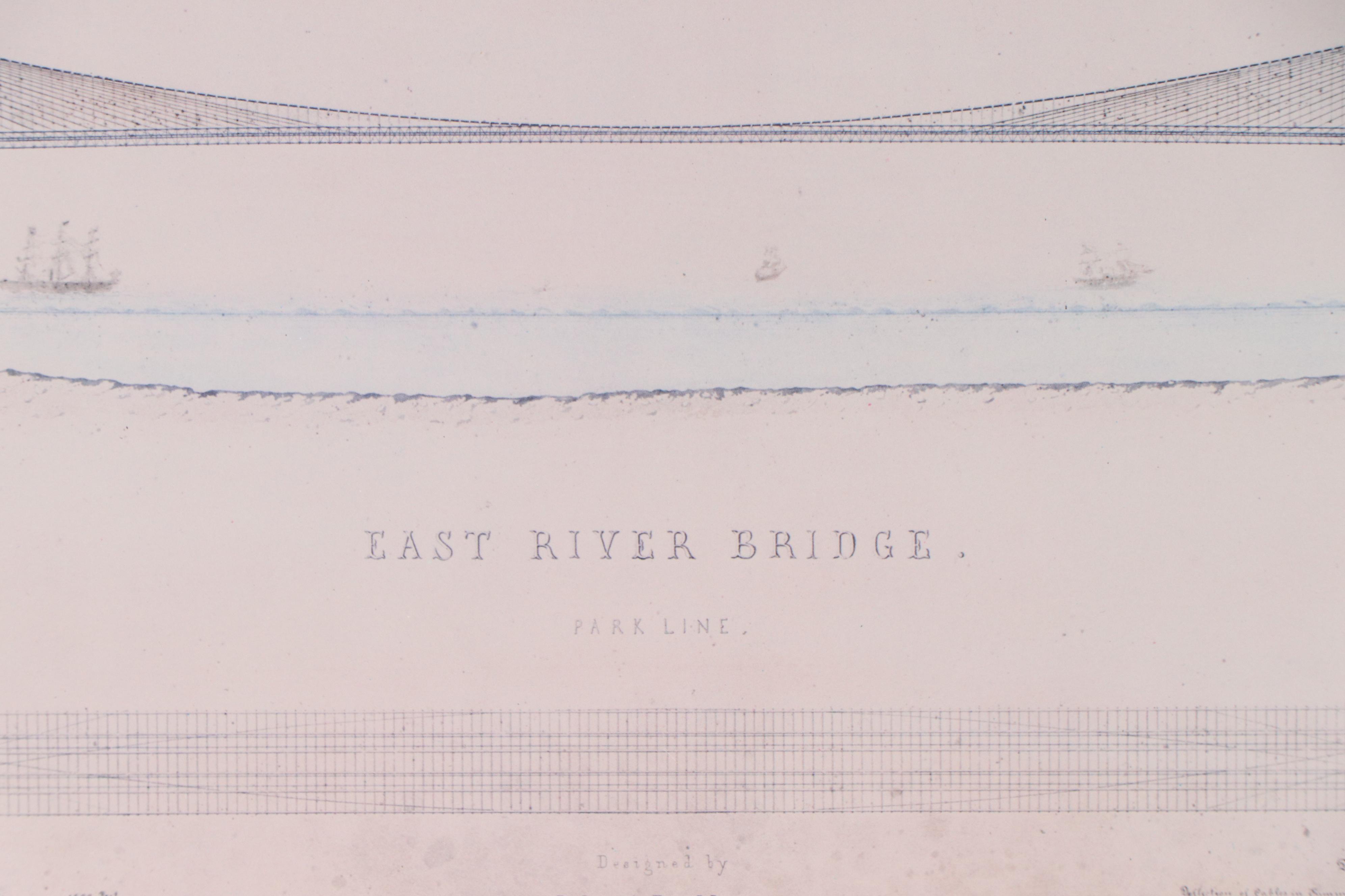 Offset Lithograph After Schematic Drawing of the Brooklyn Bridge