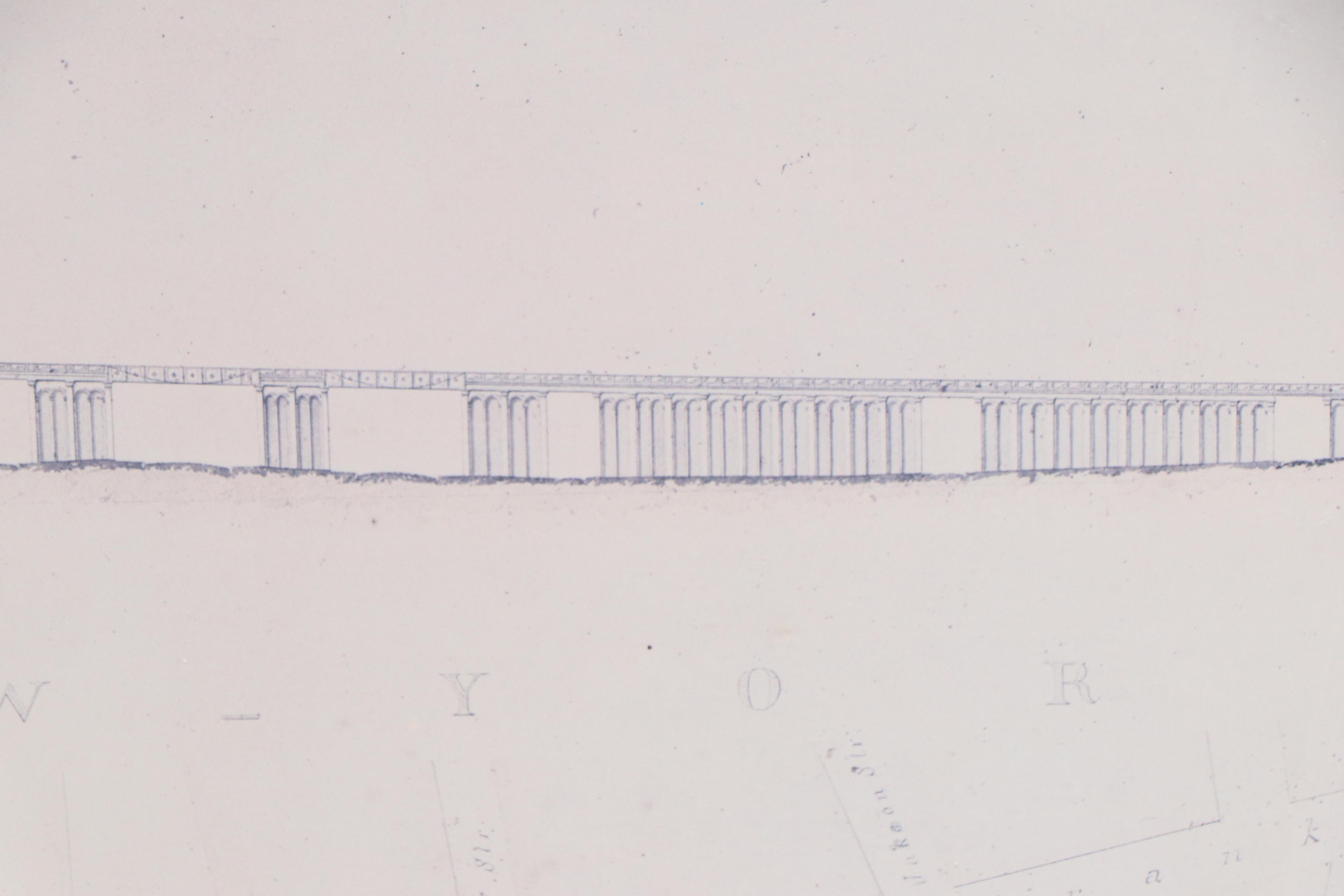 Offset Lithograph After Schematic Drawing of the Brooklyn Bridge