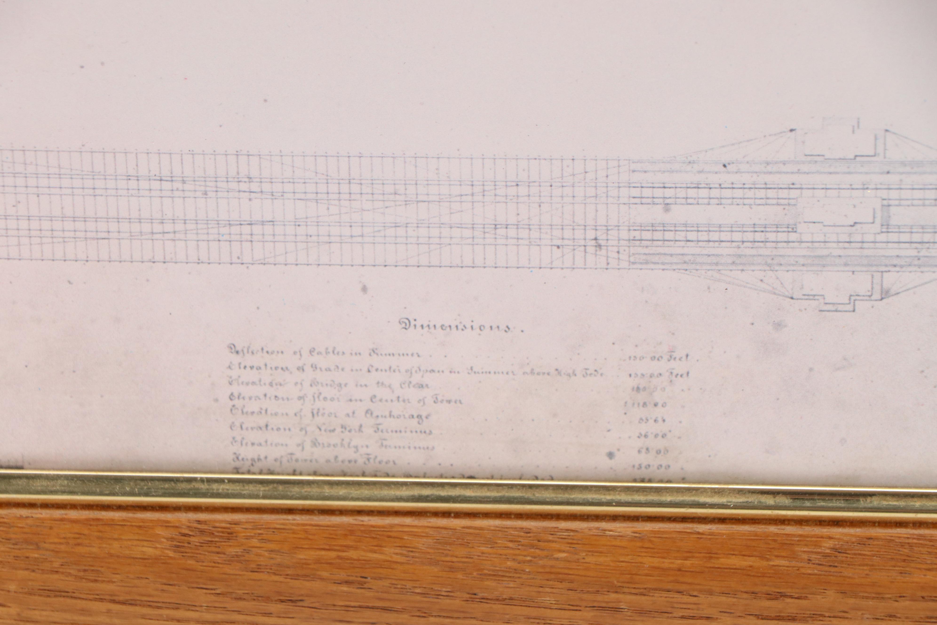 Offset Lithograph After Schematic Drawing of the Brooklyn Bridge