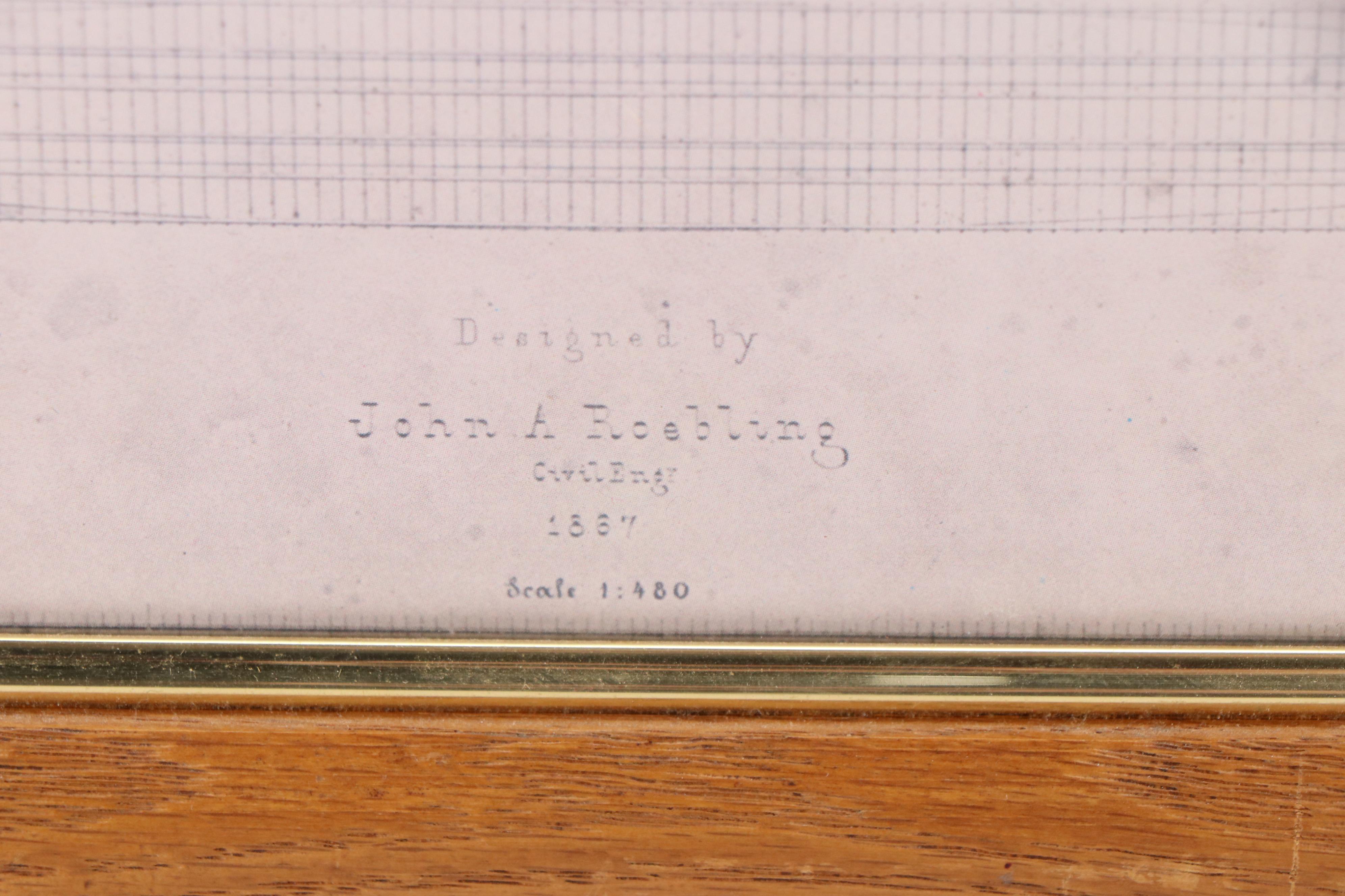 Offset Lithograph After Schematic Drawing of the Brooklyn Bridge