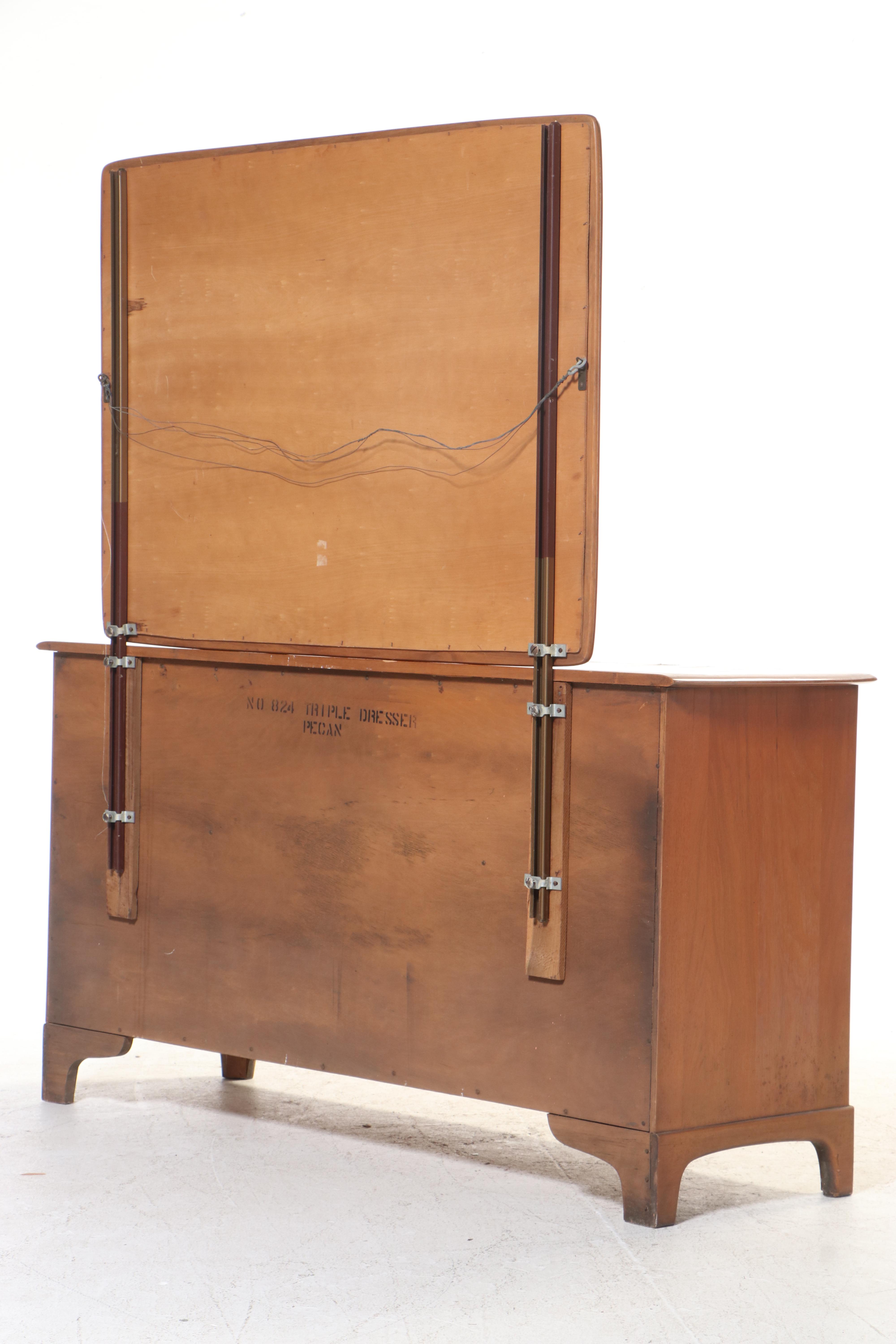 Unique Furniture Makers Mid Century Modern Pecan Eleven-Drawer Dresser