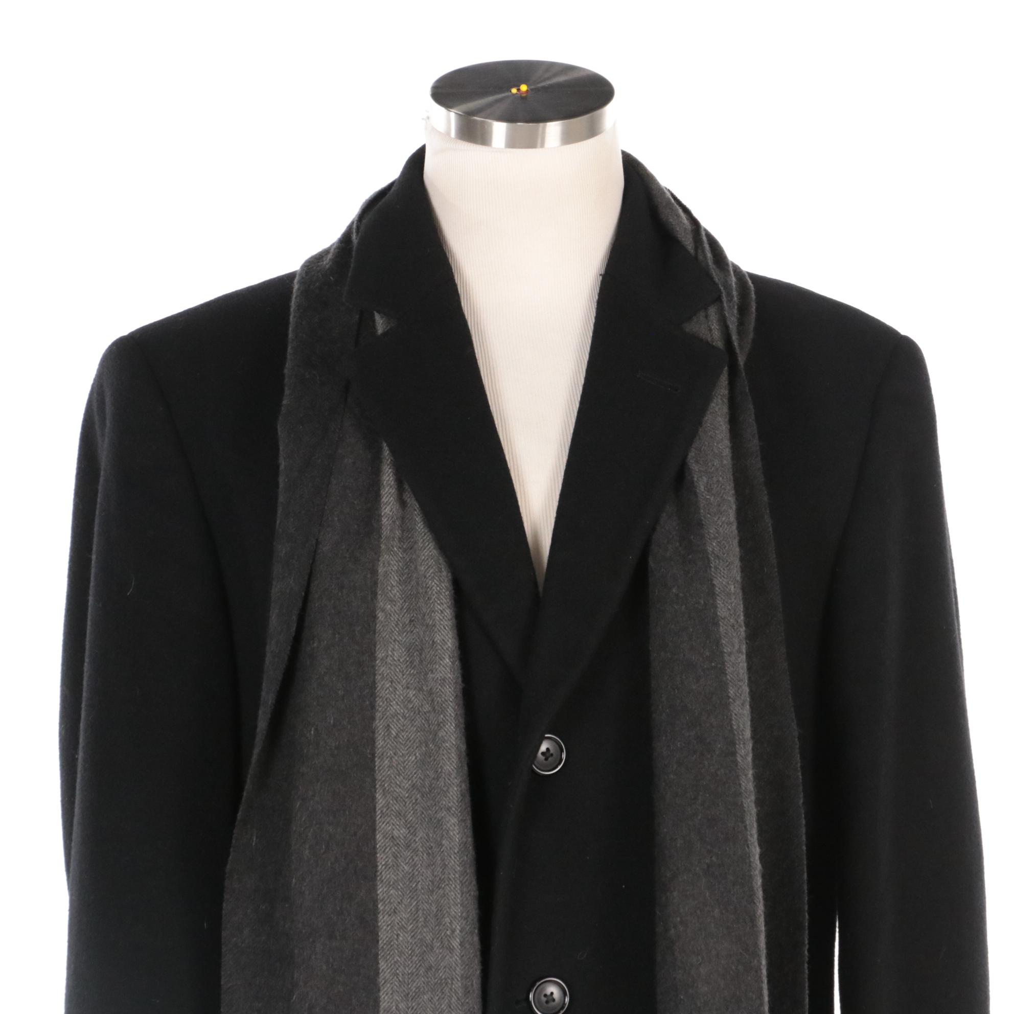 Men's Nautica Wool Blend Overcoat and Club Room Cashmere Scarf