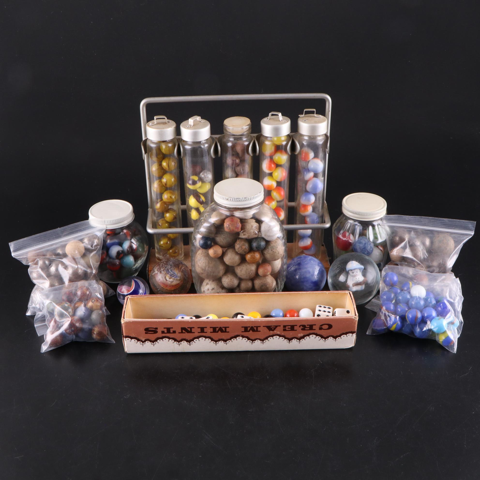 Clay Bennington Marbles & Shooters, Sulfite, Bumblebee and More Glass Marbles