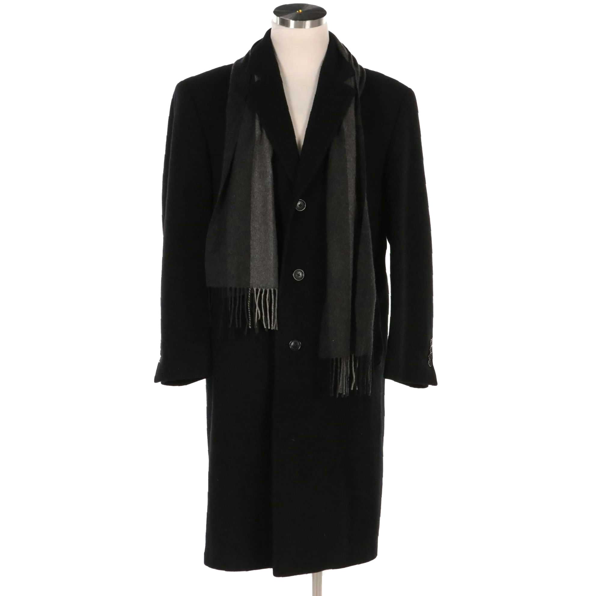 Men's Nautica Wool Blend Overcoat and Club Room Cashmere Scarf