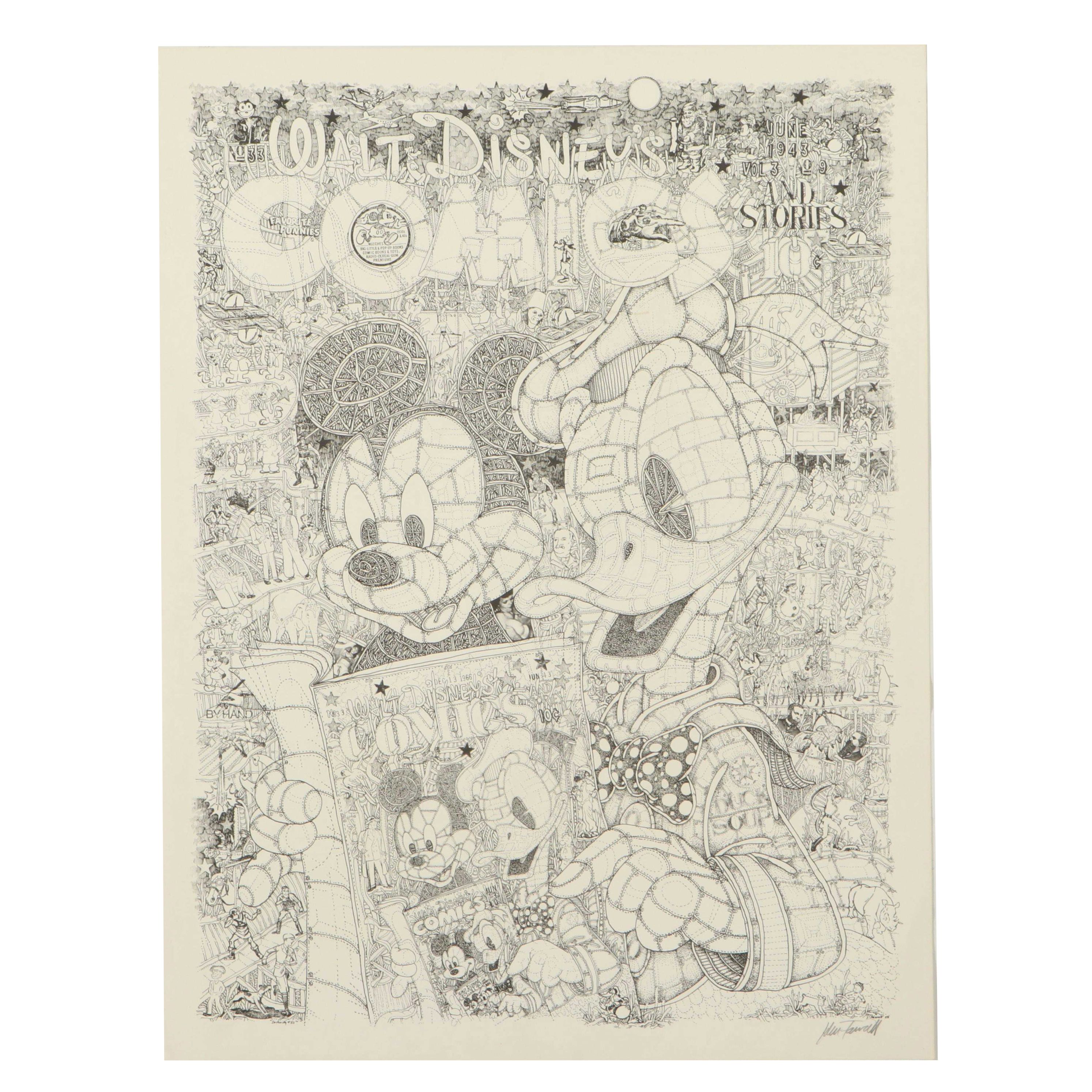 John Joseph Fawcett Lithograph Disney Comics Poster