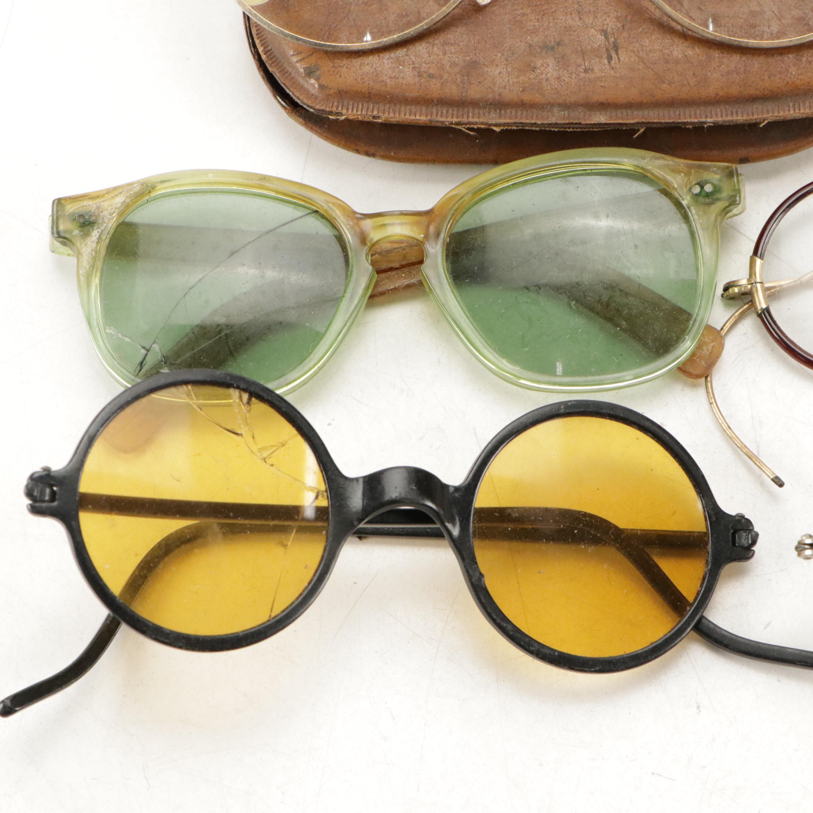 Assorted Prescription Eyeglasses and Cases, Early to Mid-20th Century