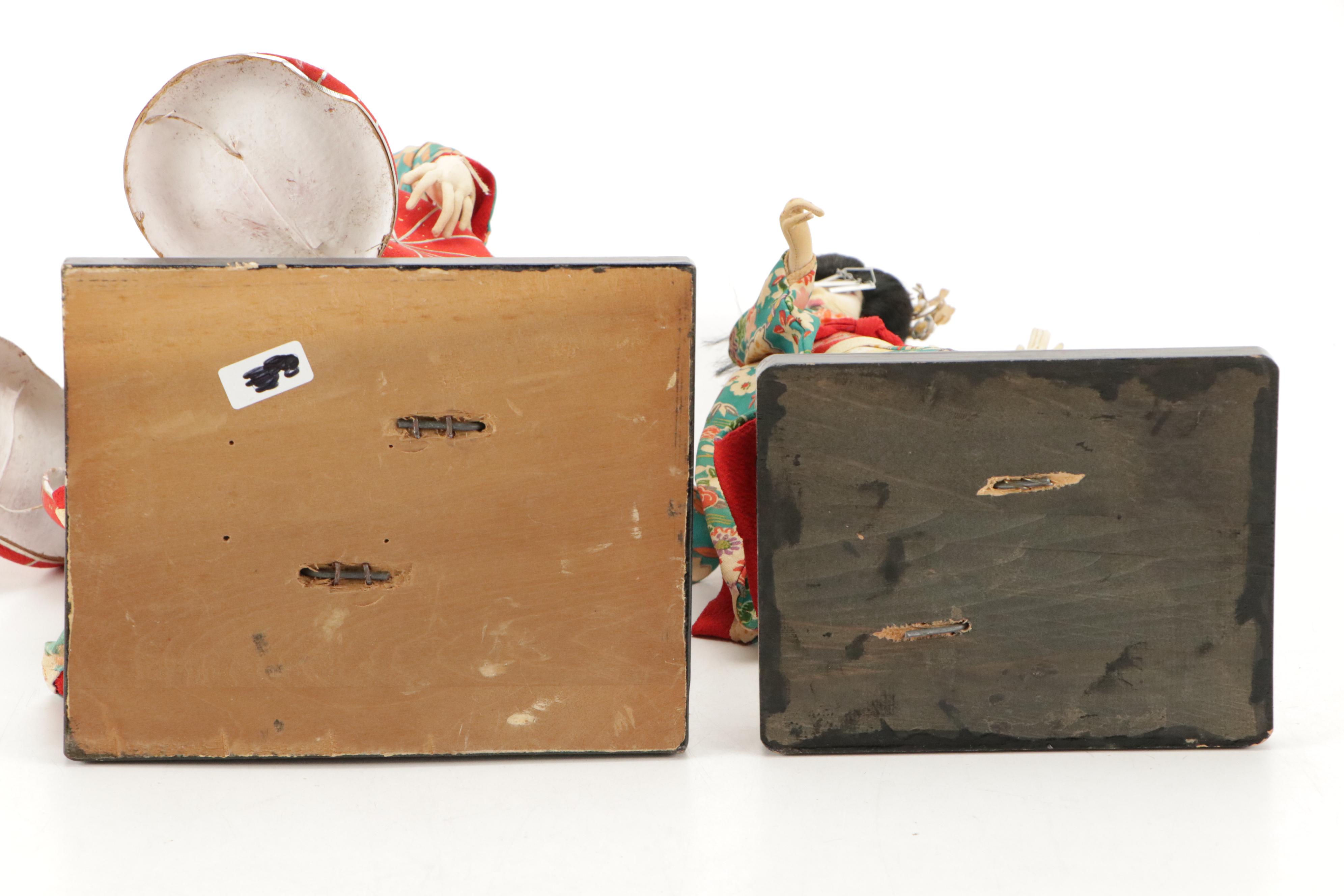 Japanese Silk and Composition Geisha Dolls