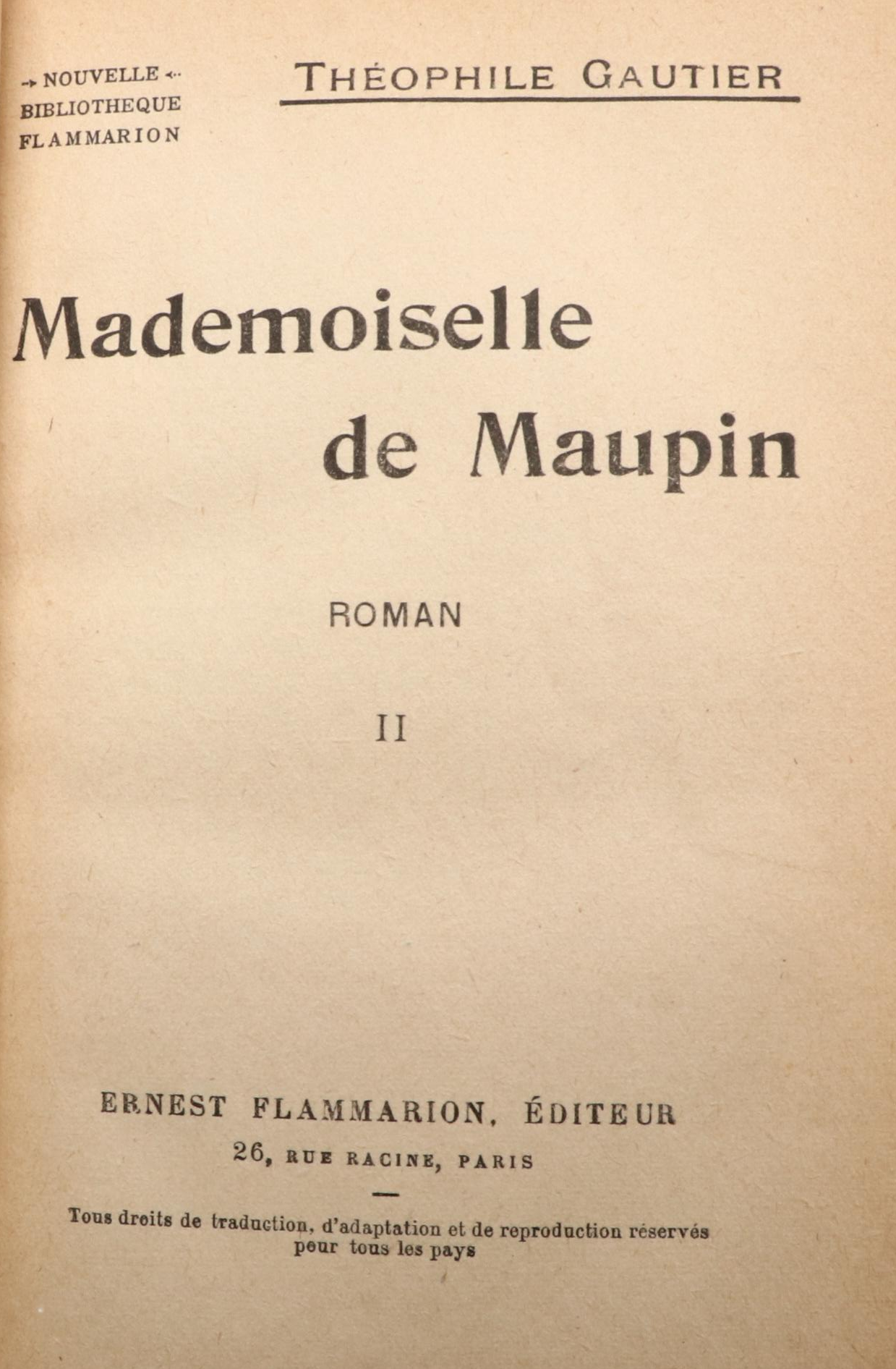 "Mademoiselle de Maupin" by Théophile Gautier and More French-Language Books