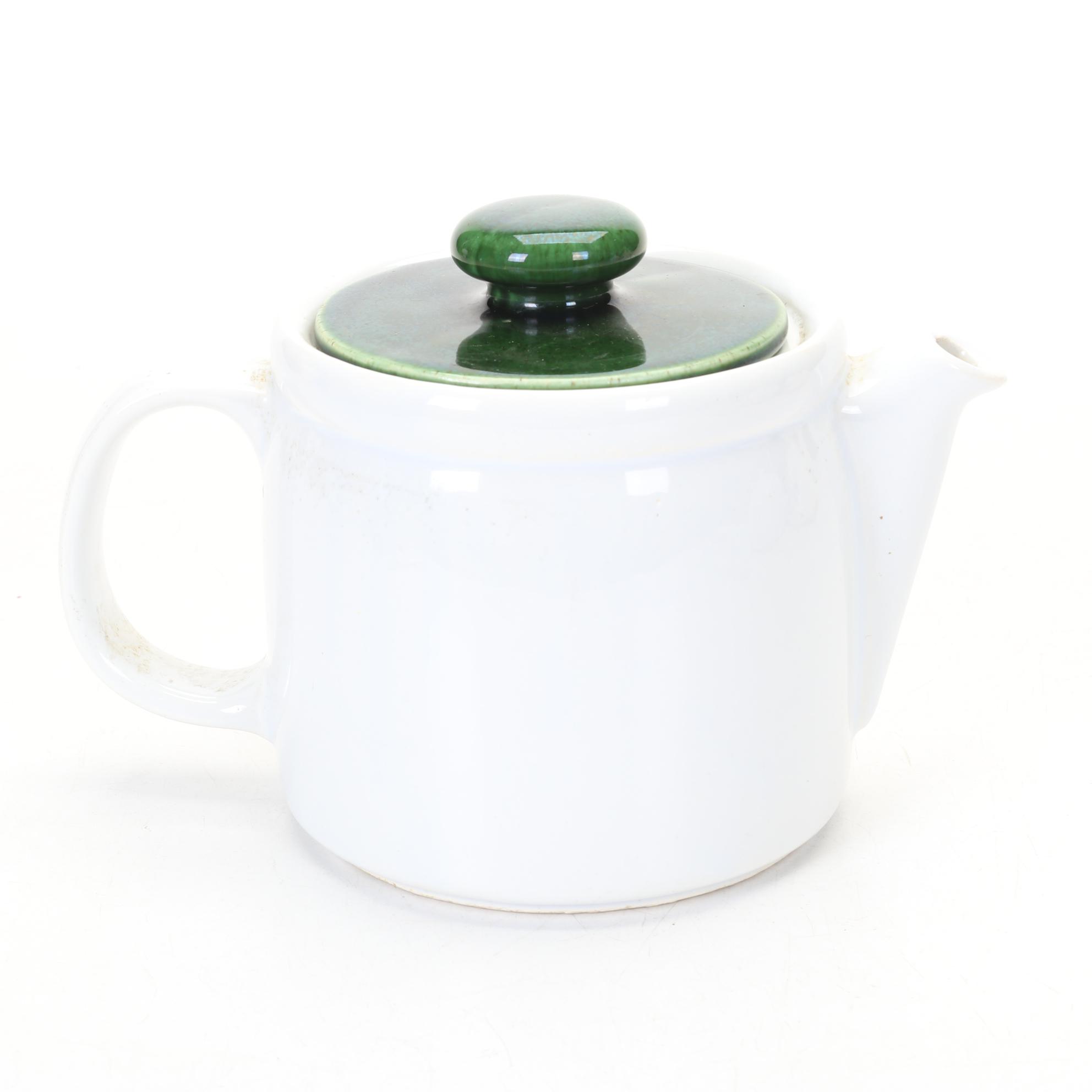 McCoy "Strawberry Country" and Ivory Teapots with Japanese Wood Handle Pot