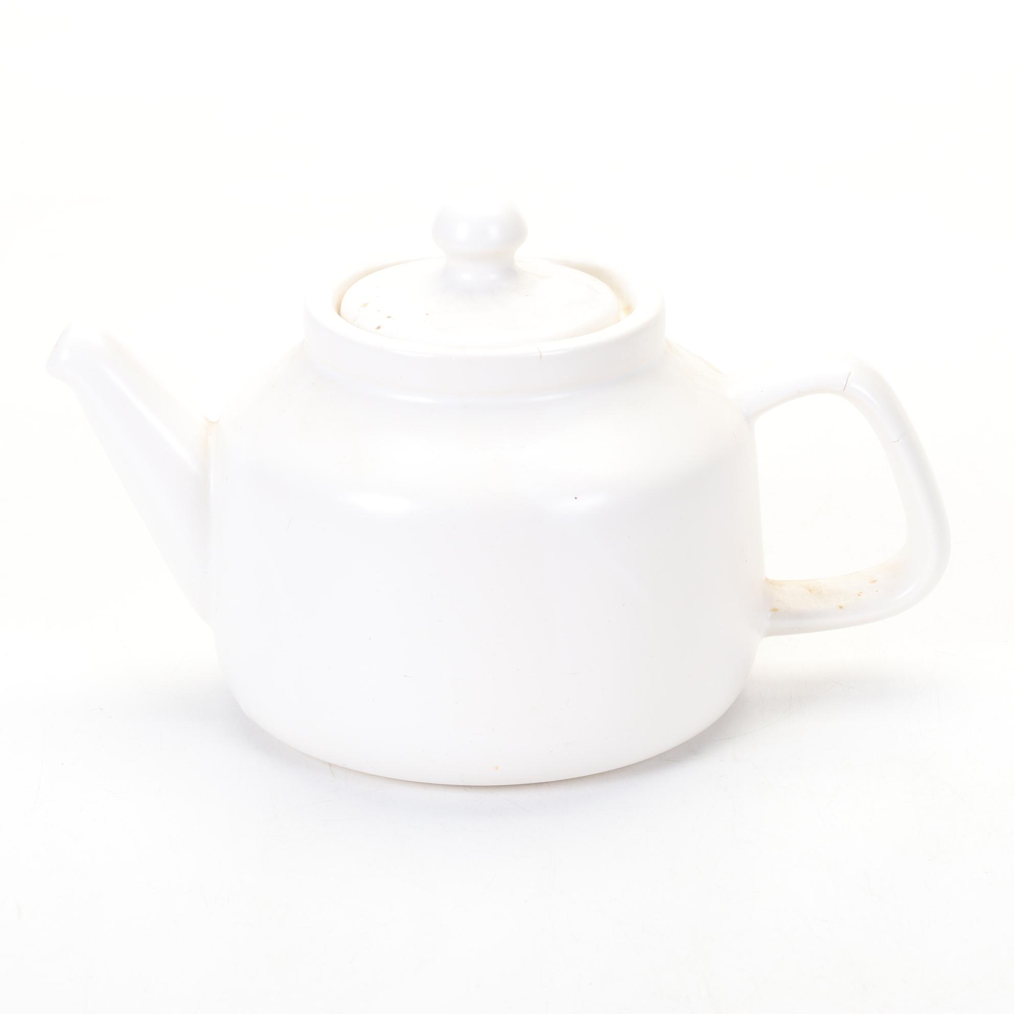 McCoy "Strawberry Country" and Ivory Teapots with Japanese Wood Handle Pot