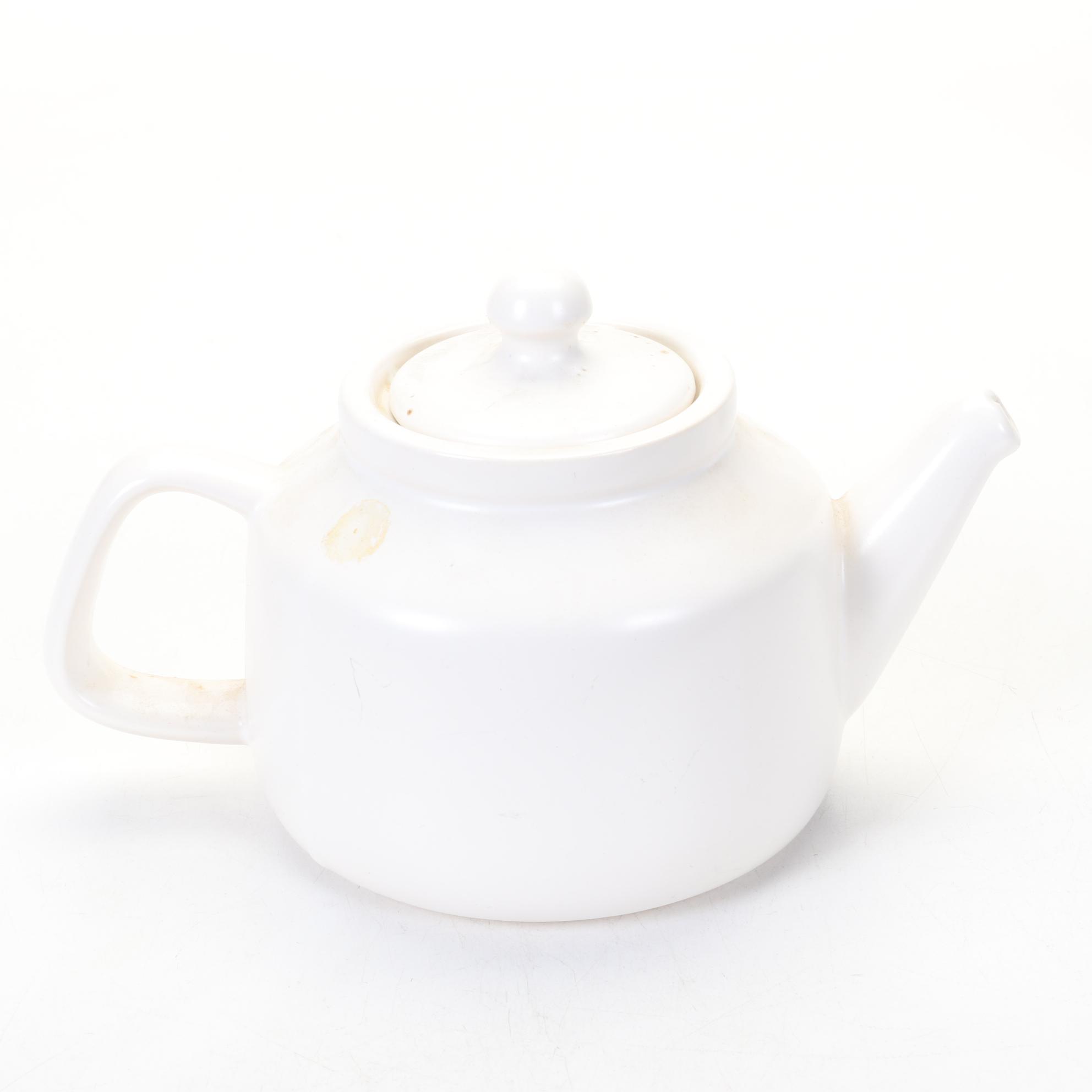 McCoy "Strawberry Country" and Ivory Teapots with Japanese Wood Handle Pot