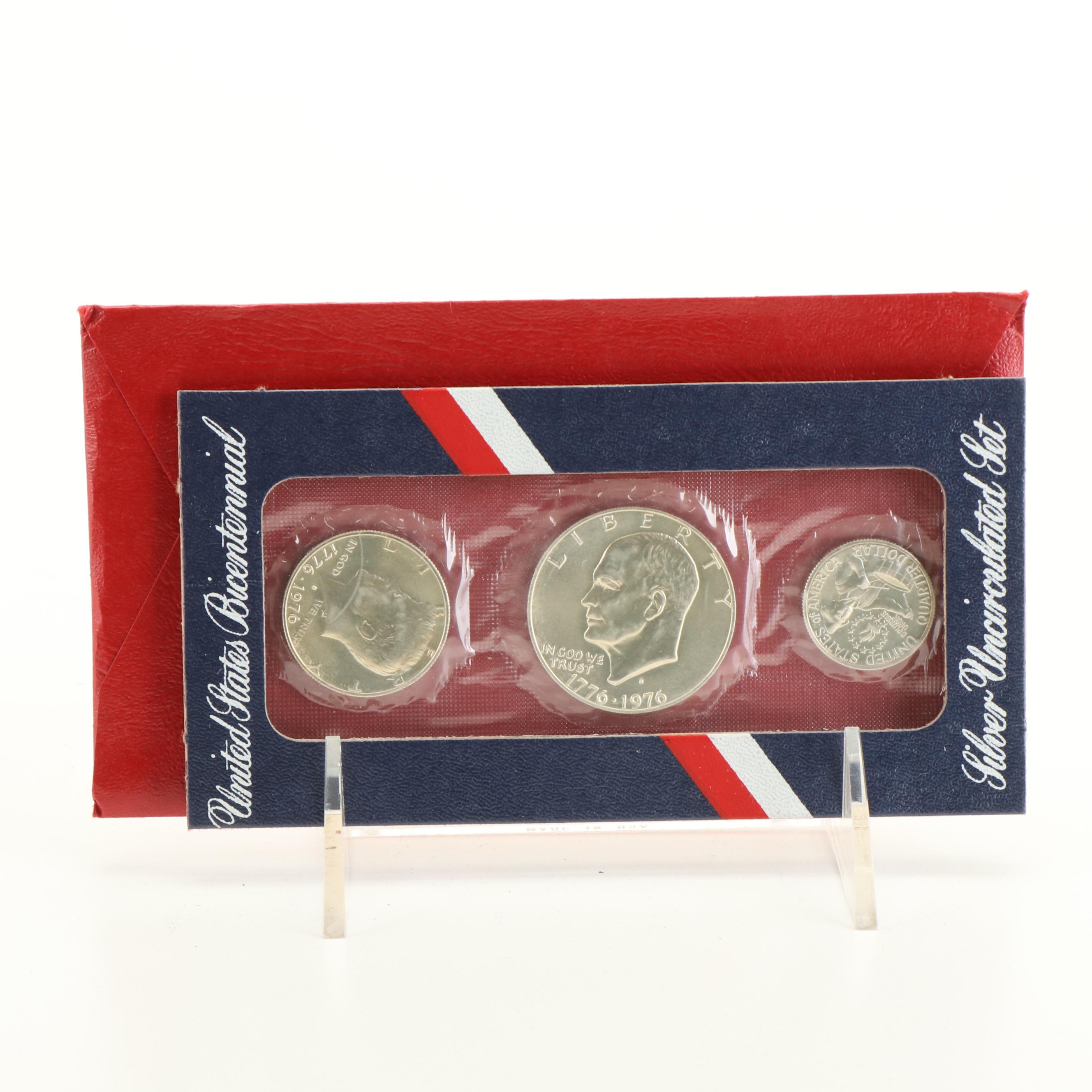 Collection of Fifteen 40% Eisenhower Dollars and Bicentennial Three Piece Sets