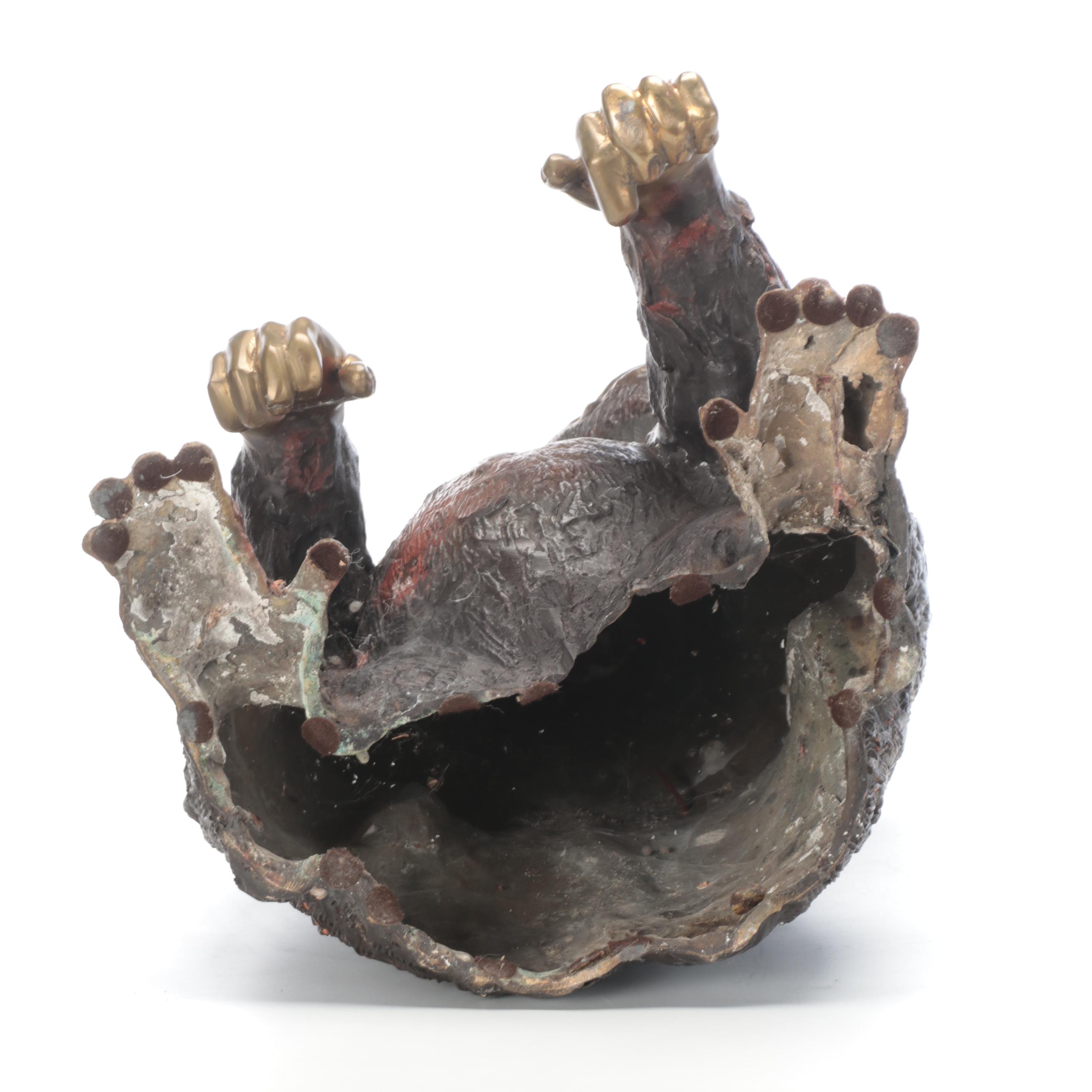 Patinated Cast Metal Gorilla Figurine