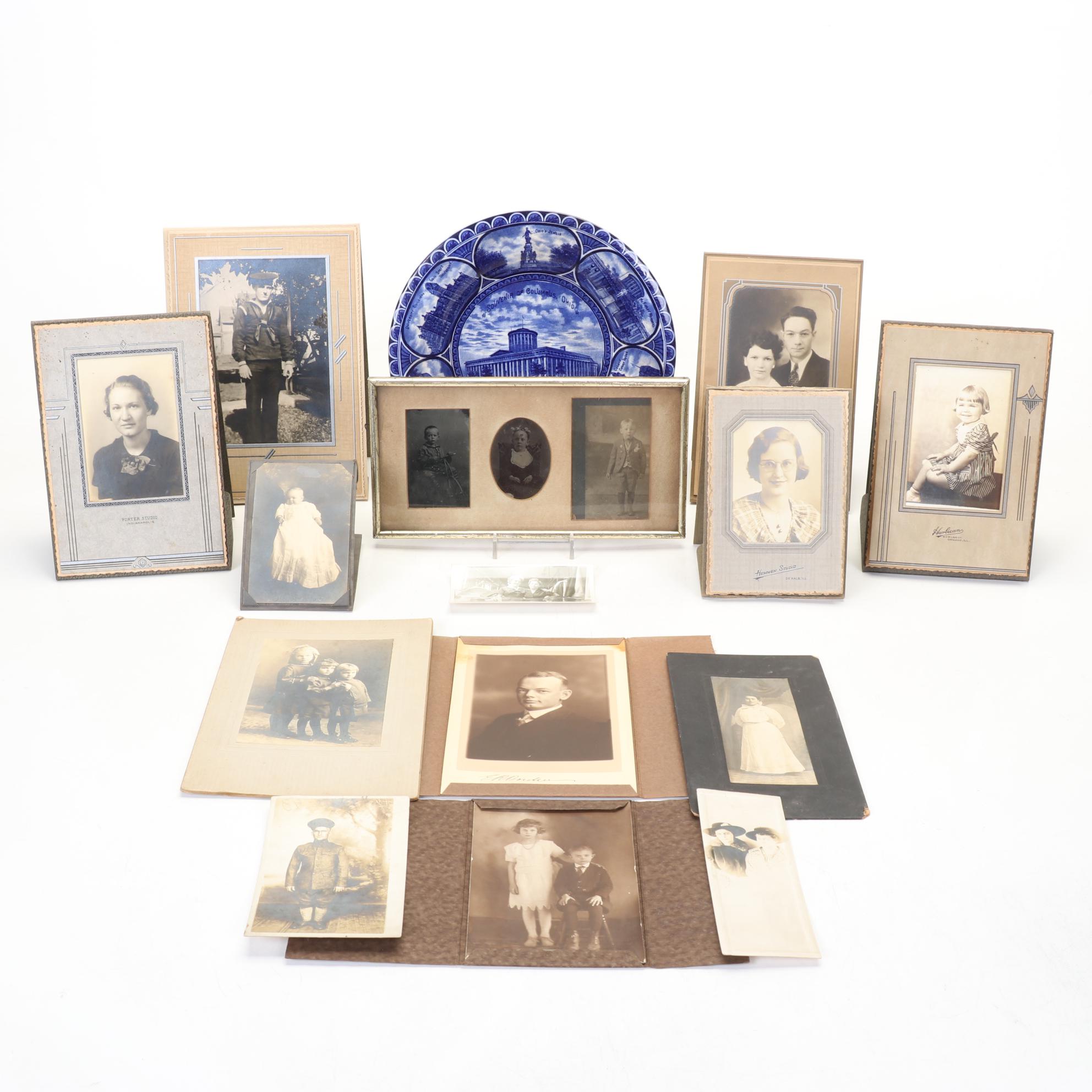 Columbus Ohio Souvenir Plate & Collection of Photos, Early to Mid 20th Century