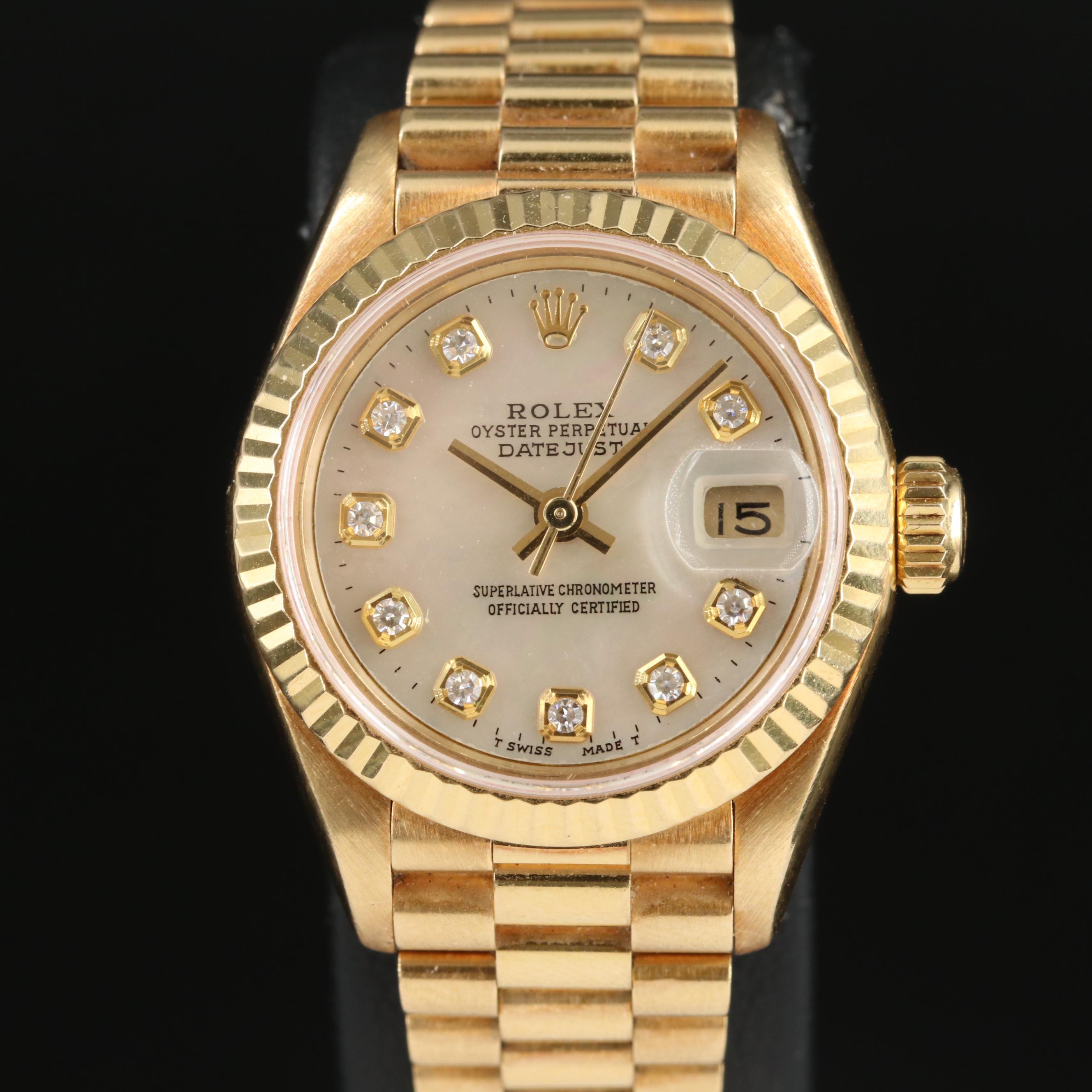 1993 Rolex Datejust Watch with Mother-of-Pearl Diamond Dial