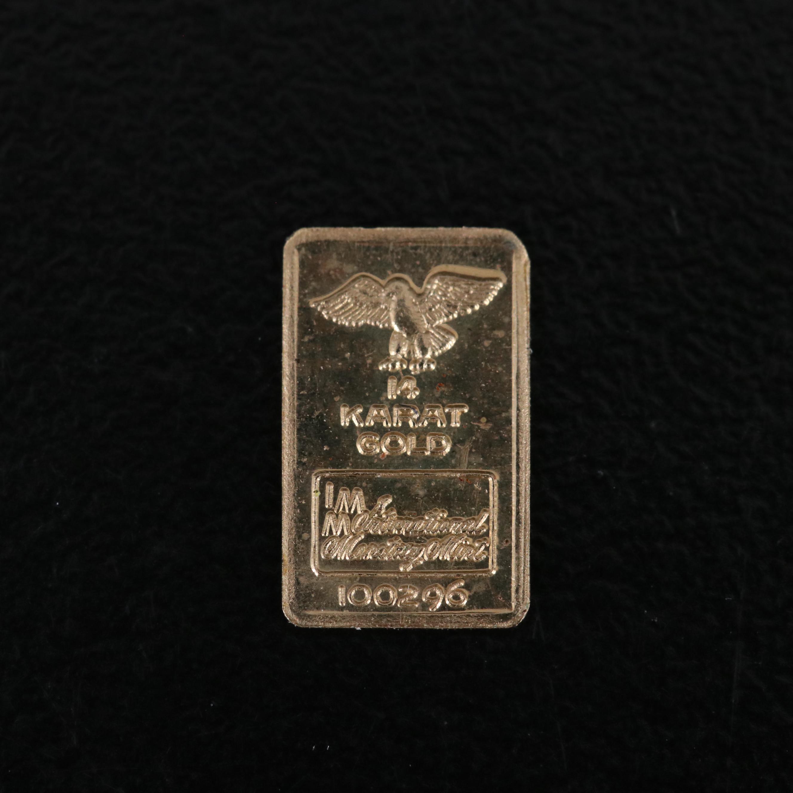 Miniature Gold Coin and Gold Ingot from International Monetary Mint