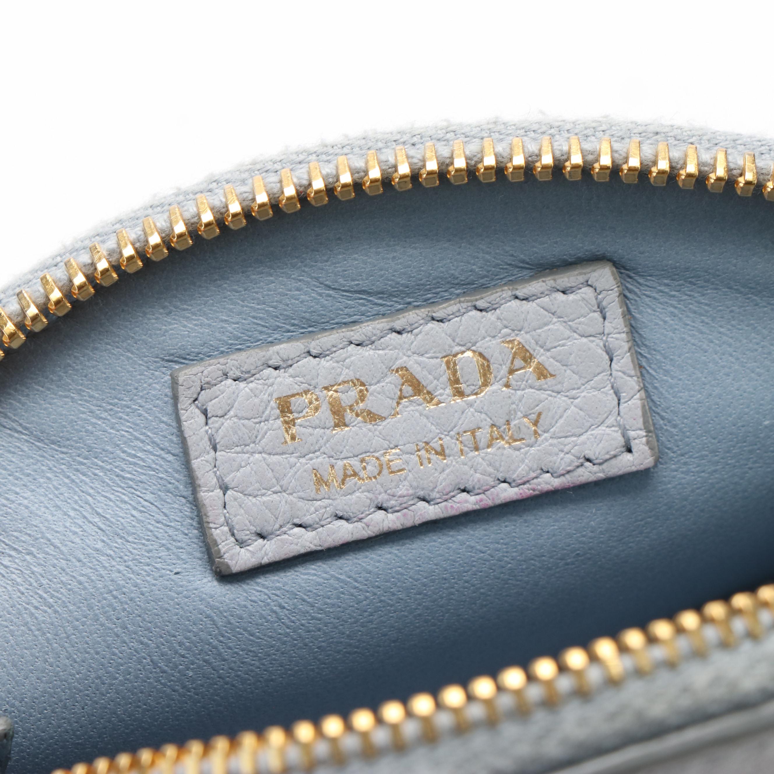 Prada Grey Leather Coin Purse Pouch