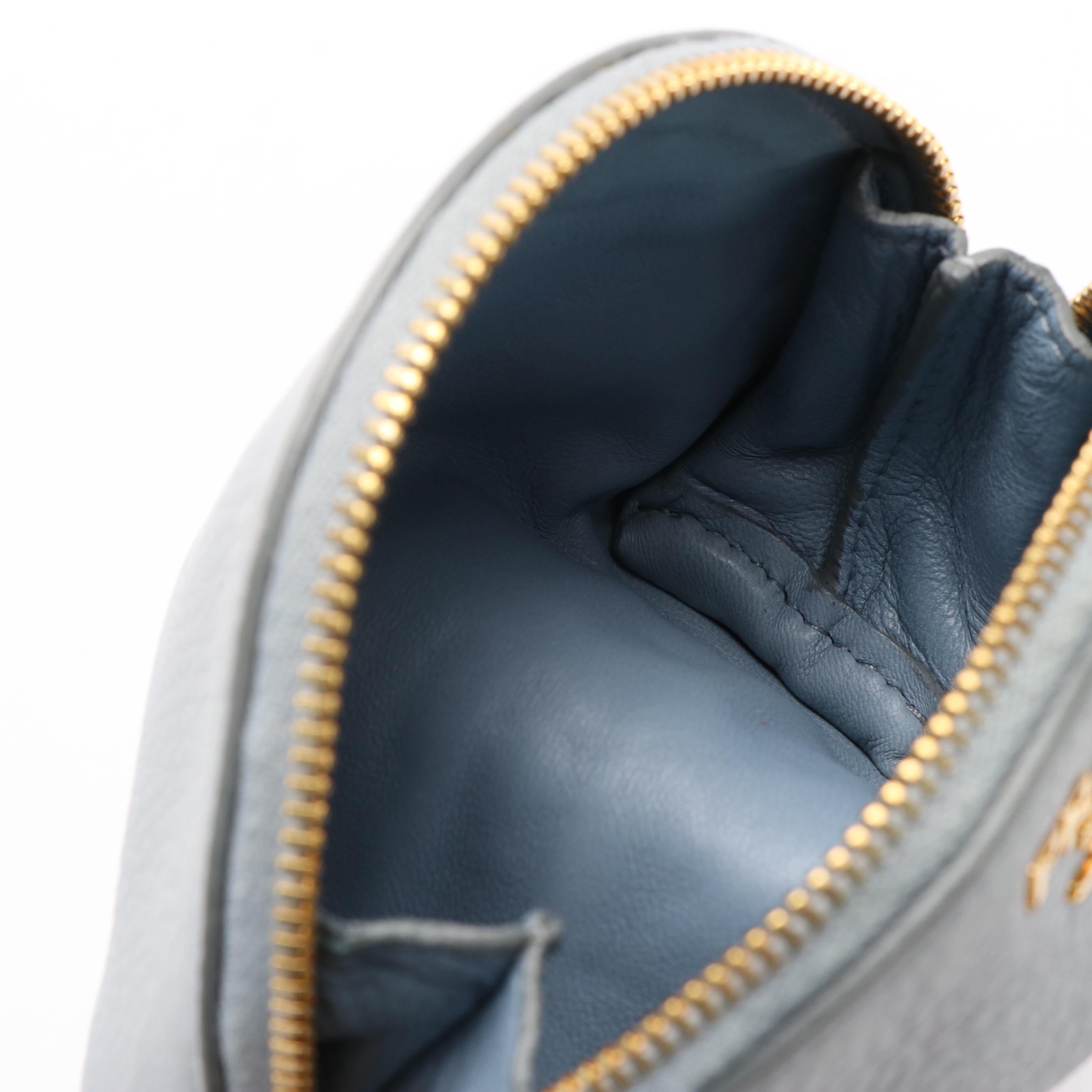 Prada Grey Leather Coin Purse Pouch