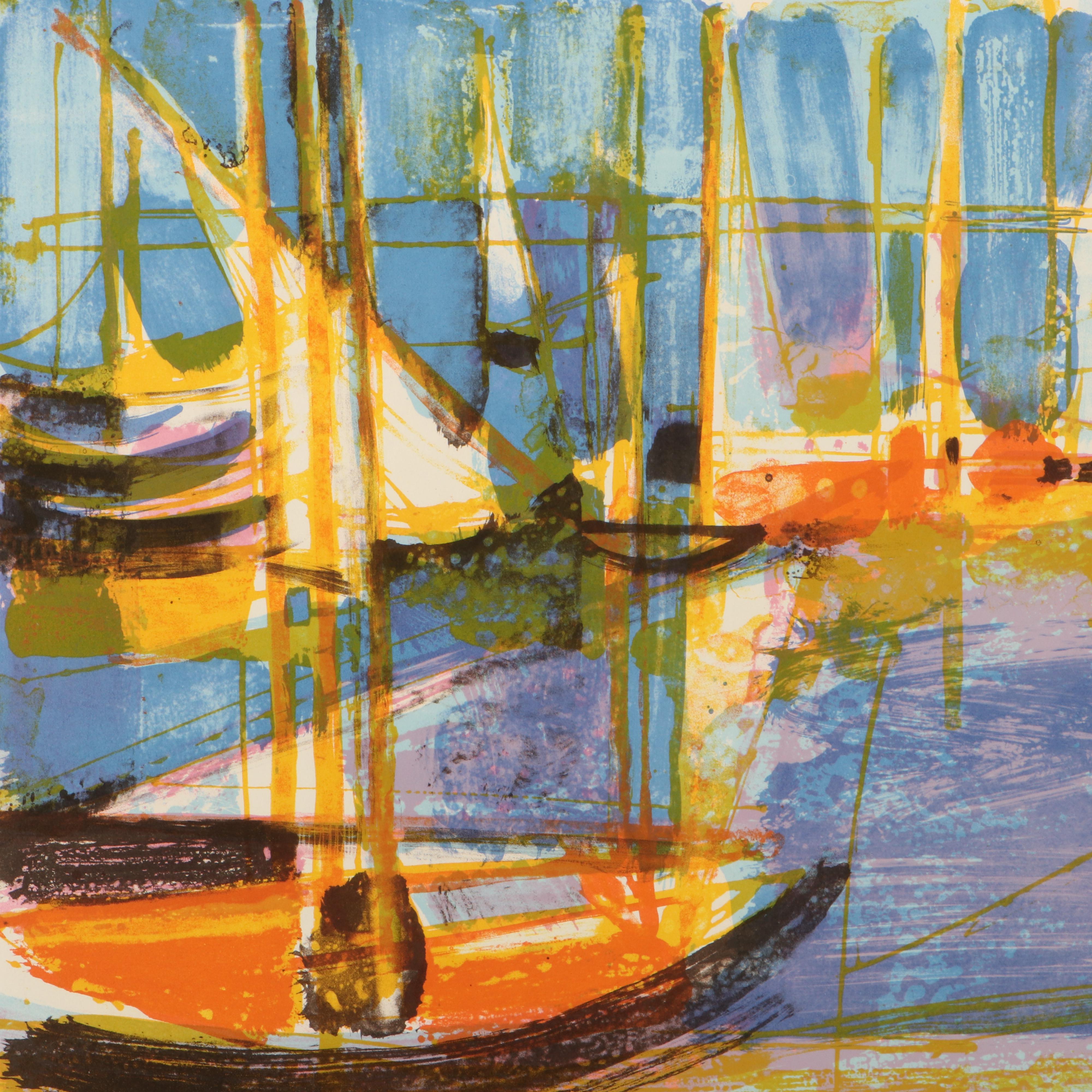 Maurice-Elie Sarthou Lithograph "Voiliers"