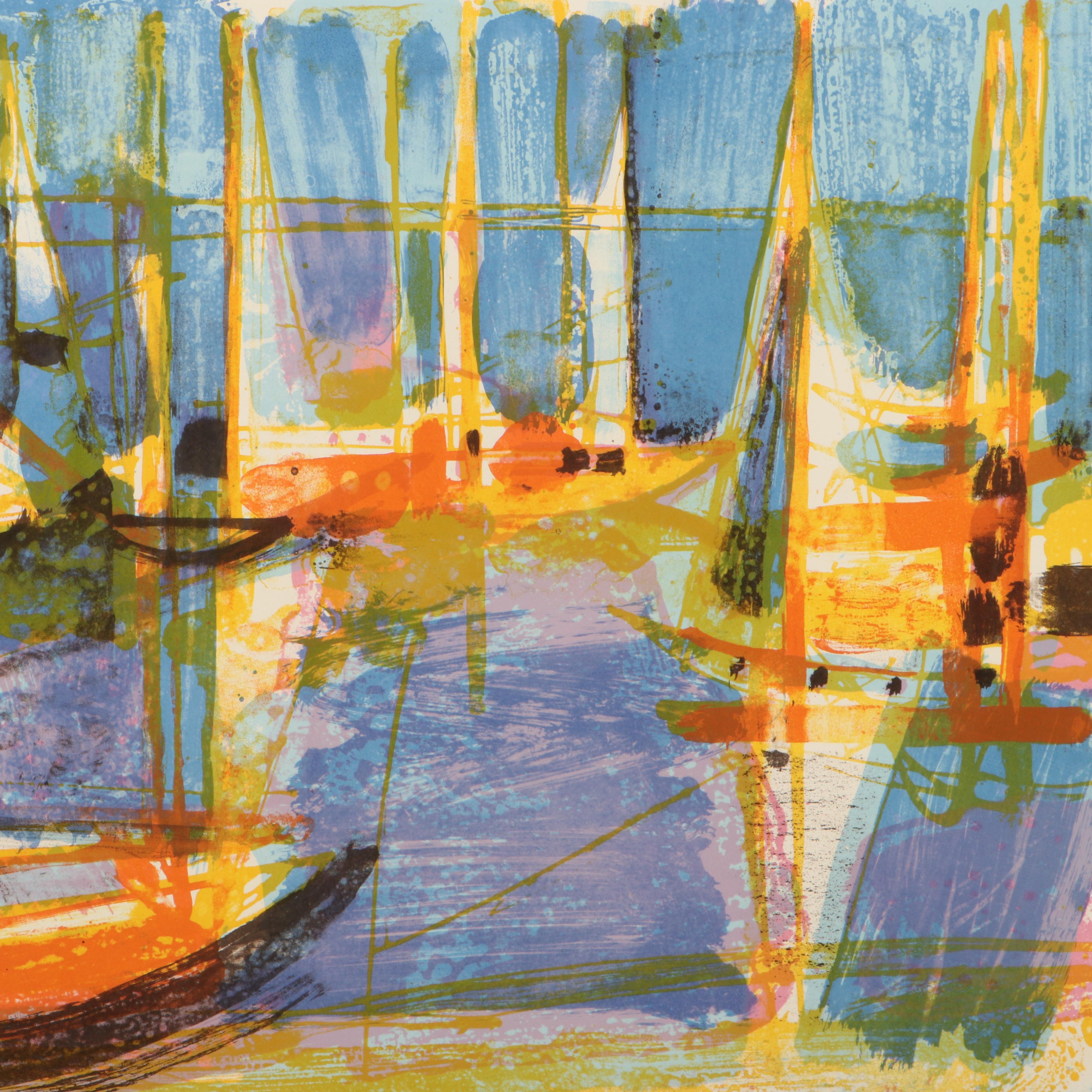 Maurice-Elie Sarthou Lithograph "Voiliers"