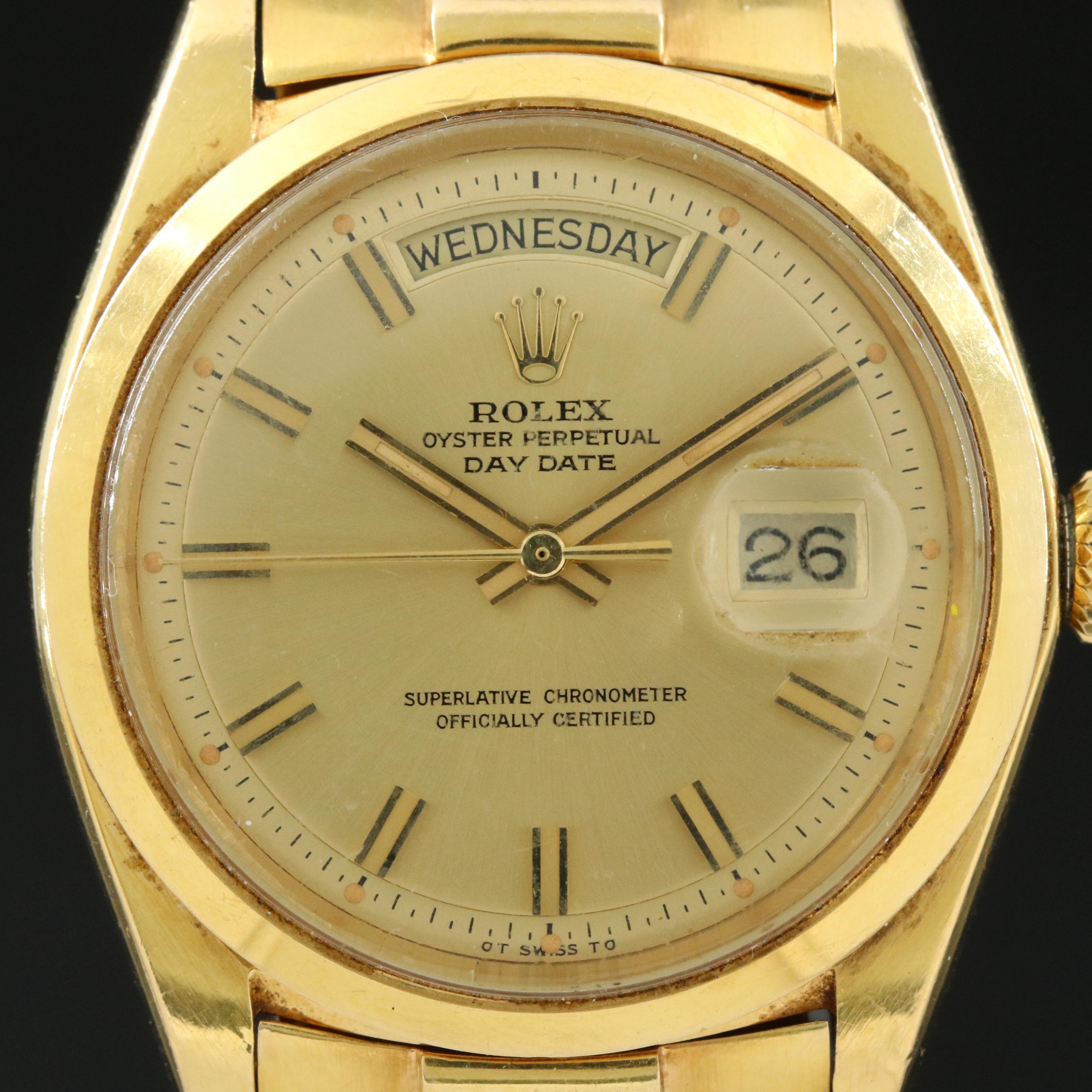 1970 Rolex Day Date Sigma Dial Non-Swiss Made President Band Watch