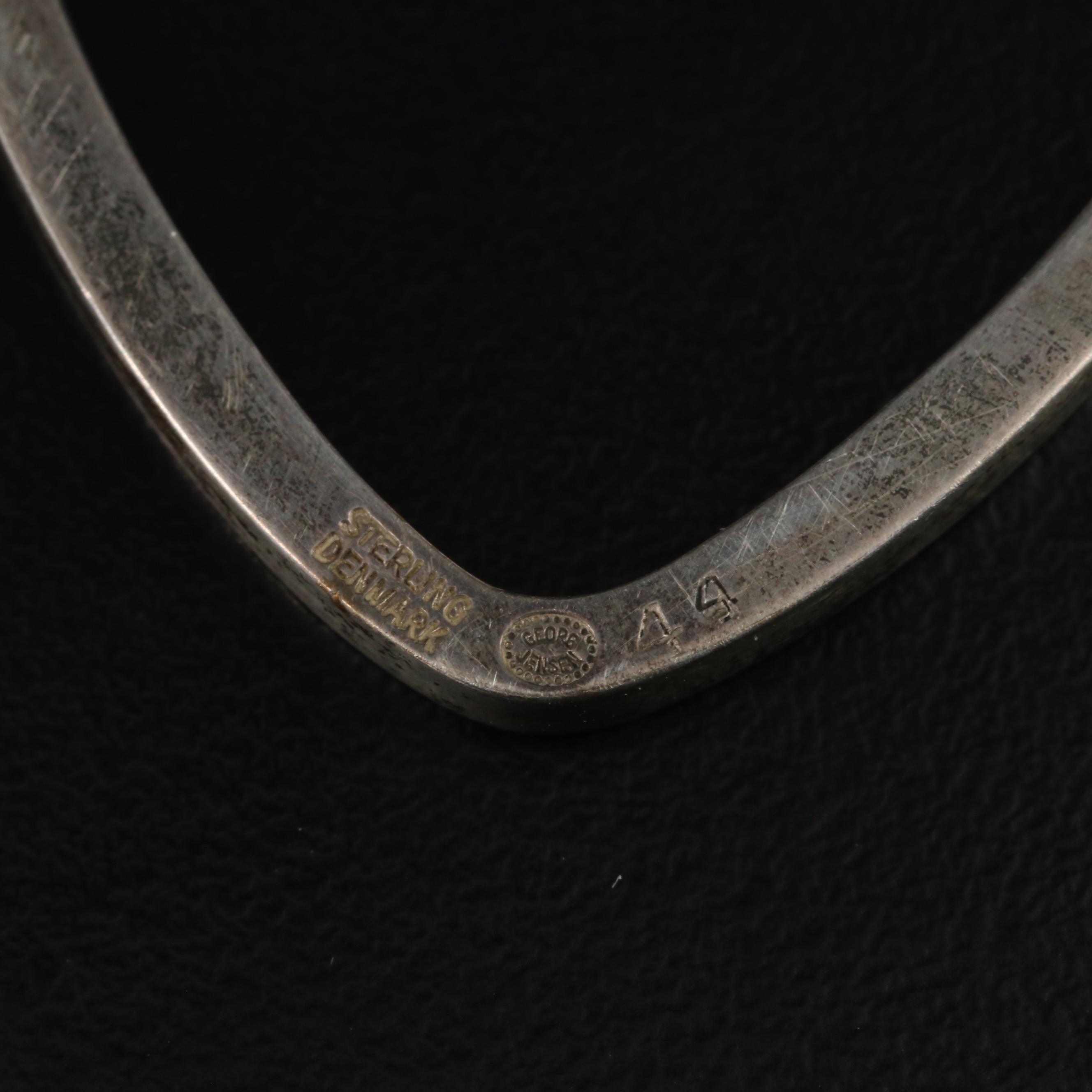 Georg Jensen Sterling Heart Key Ring and 950 Silver Inlay Hummingbird Brooch