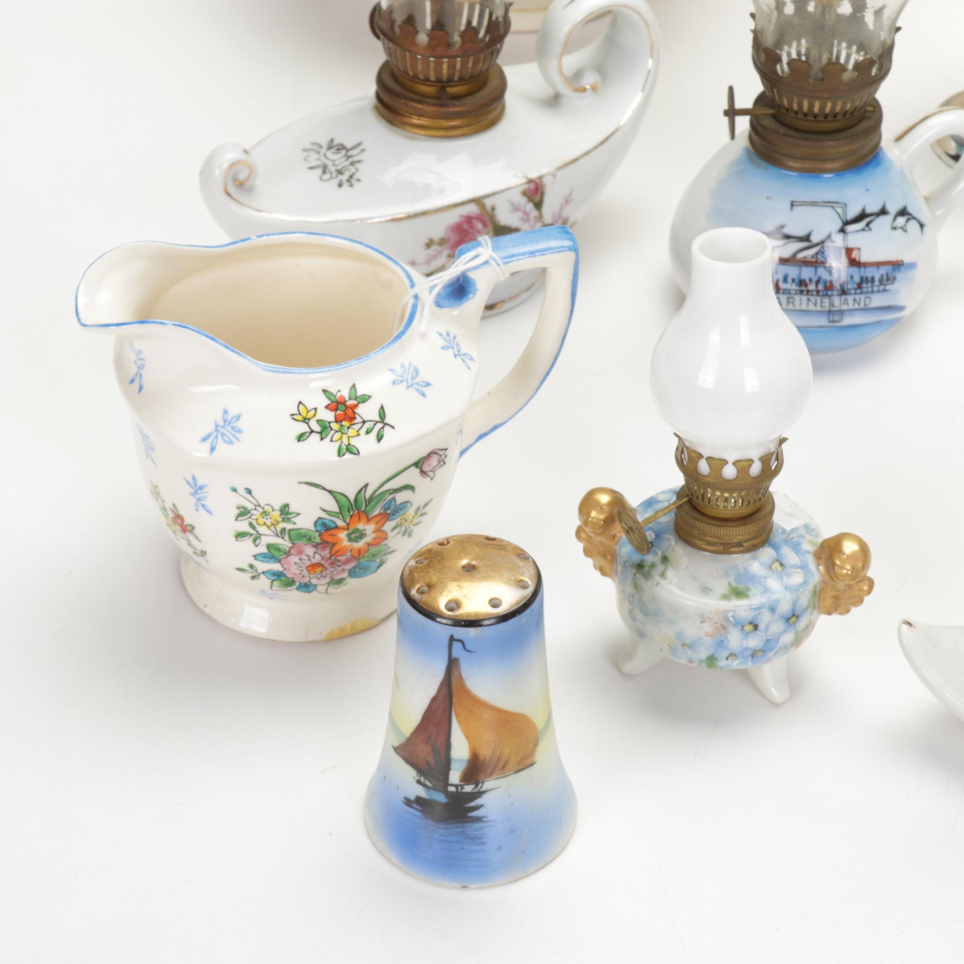 Labelle Pitcher, Blue "Linda" by Japan Coffee Pot, Mini Oil Lamps, & More
