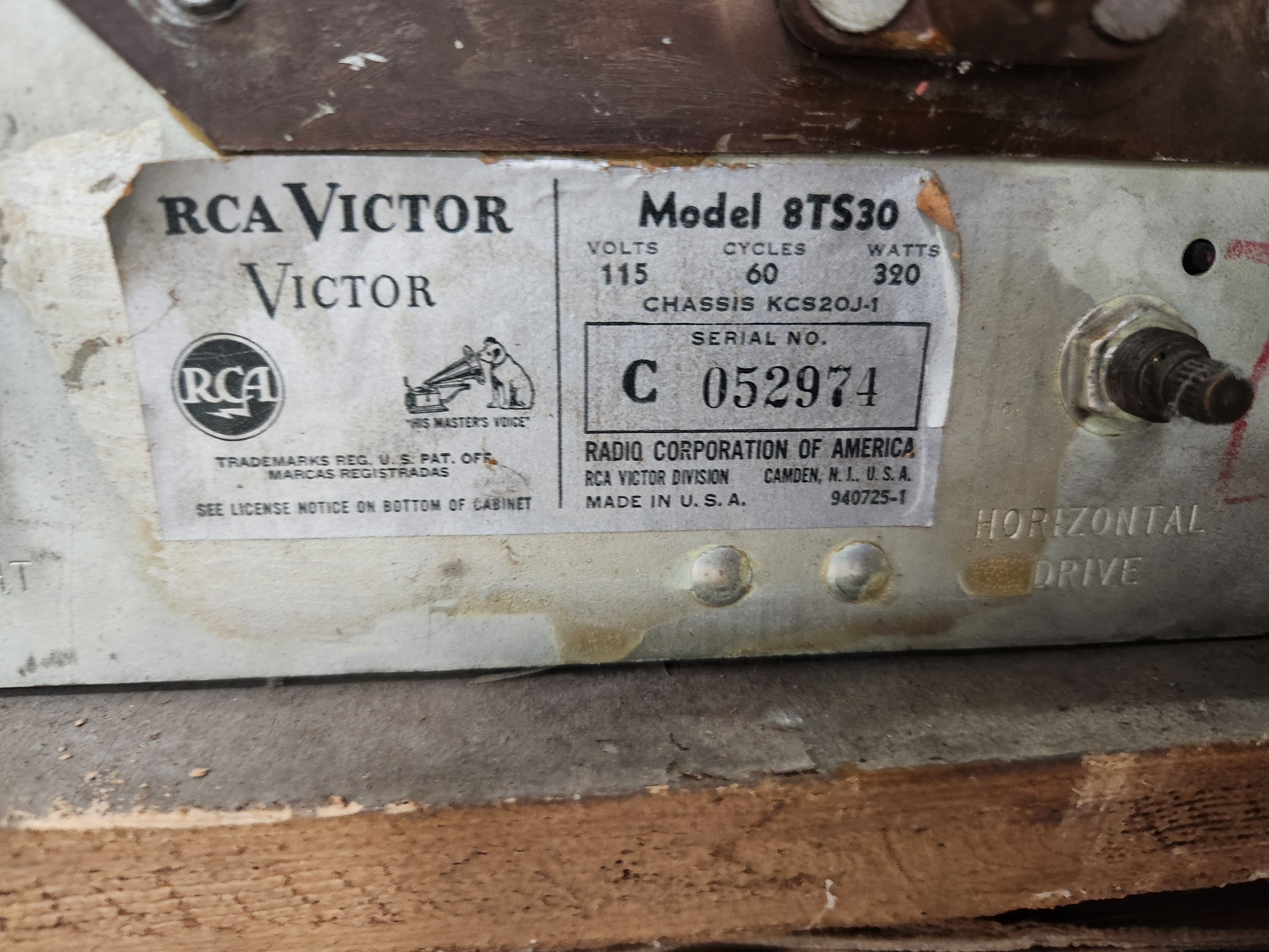 RCA Victor Model 8TS30 Table Top Television, Late 1940s