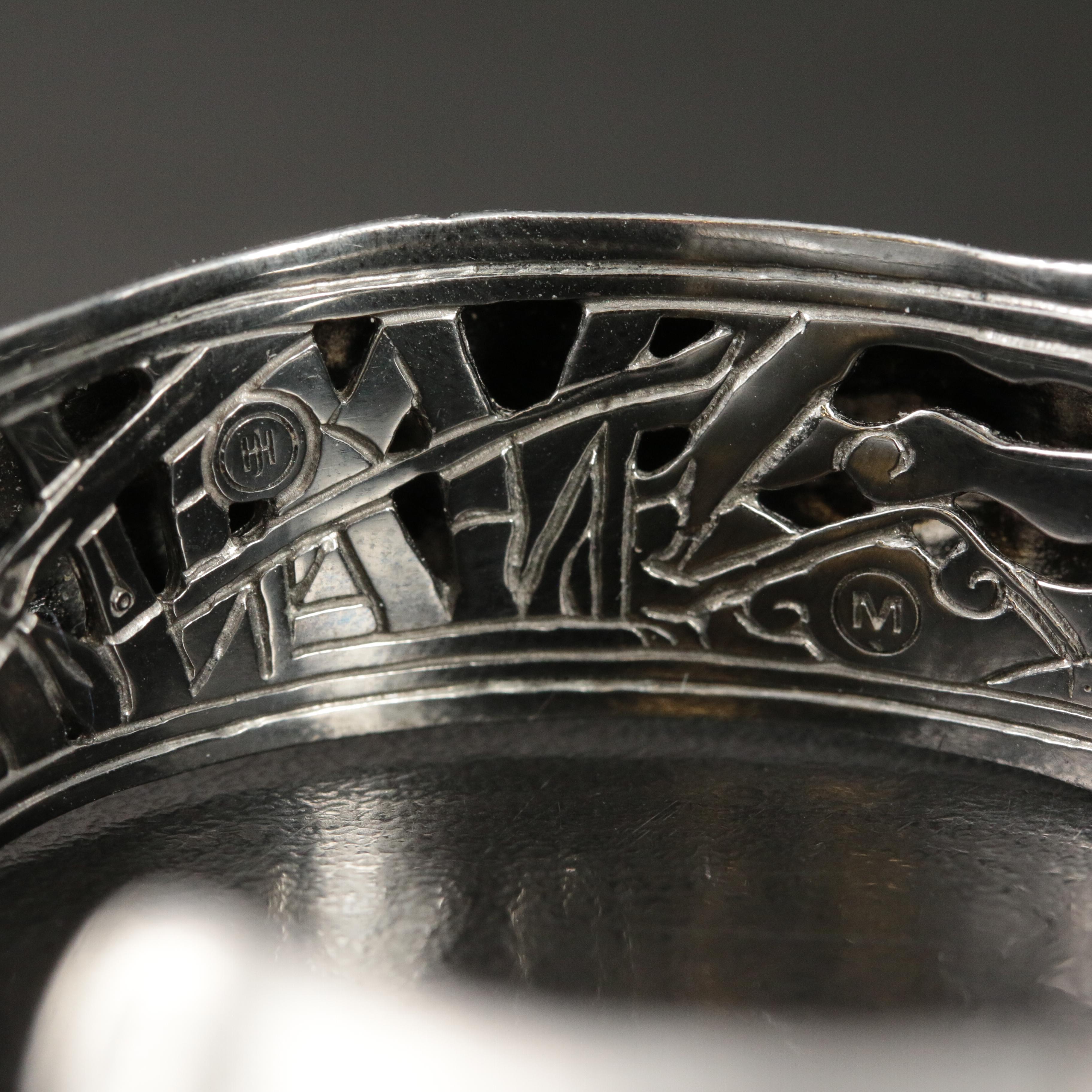 John Hardy "Bamboo" Sterling Brushed Finish Hinged Cuff Bracelet