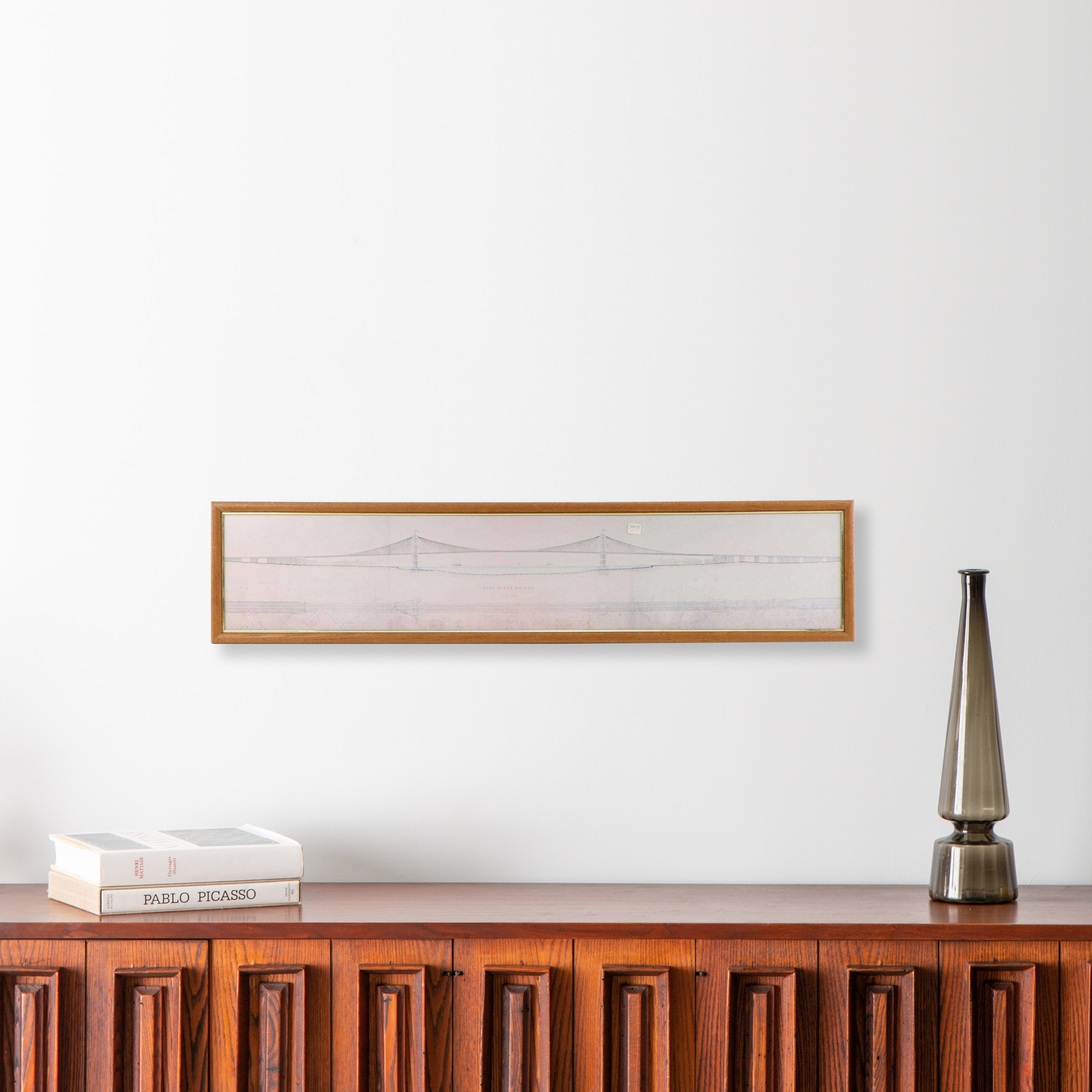 Offset Lithograph After Schematic Drawing of the Brooklyn Bridge