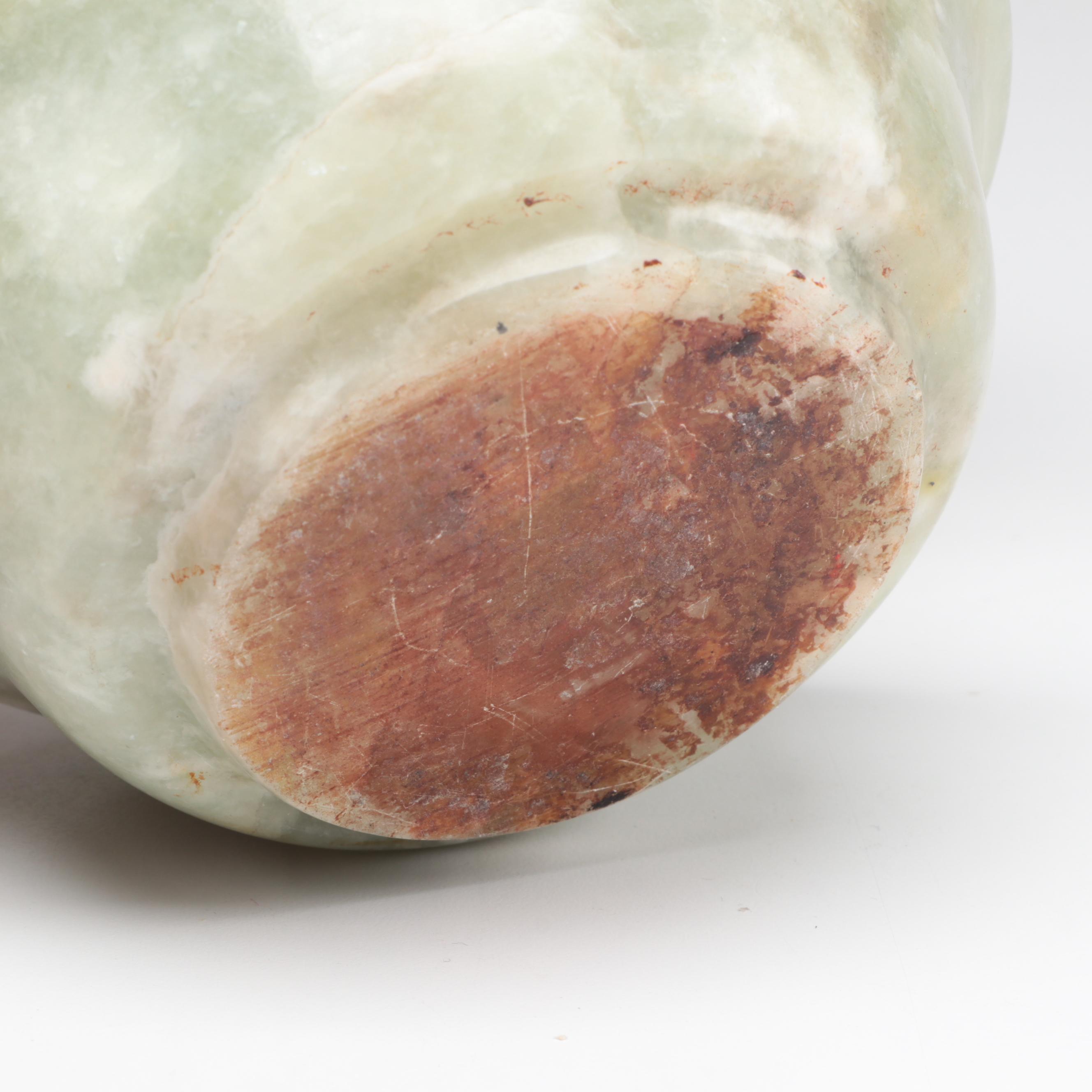 Carved Serpentine and Hardstone Peach Bonsai Tree Figure