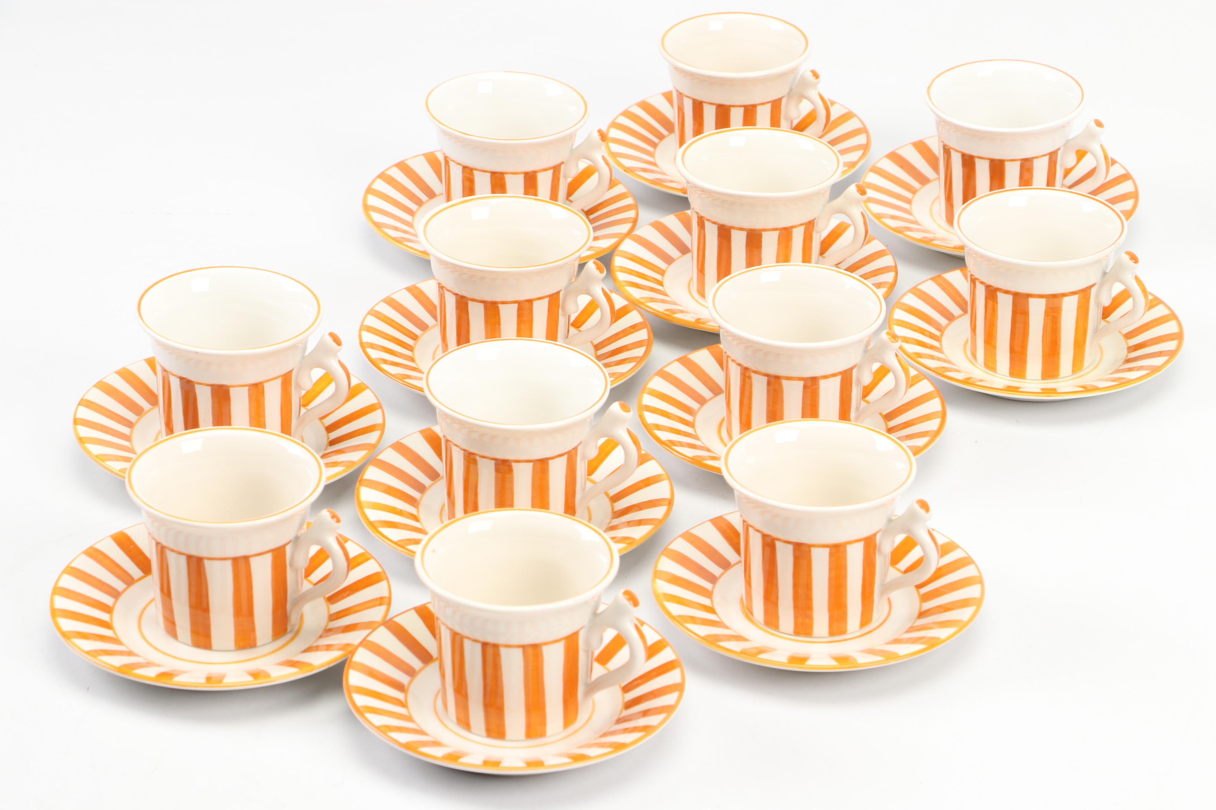 Italian Ceramic Demitasse Cups and Saucers