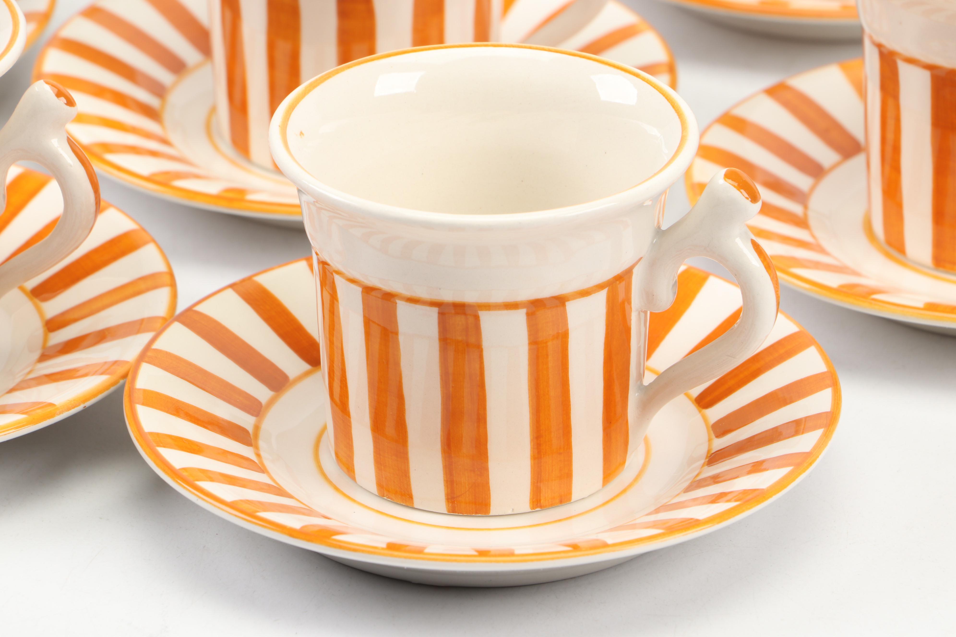 Italian Ceramic Demitasse Cups and Saucers