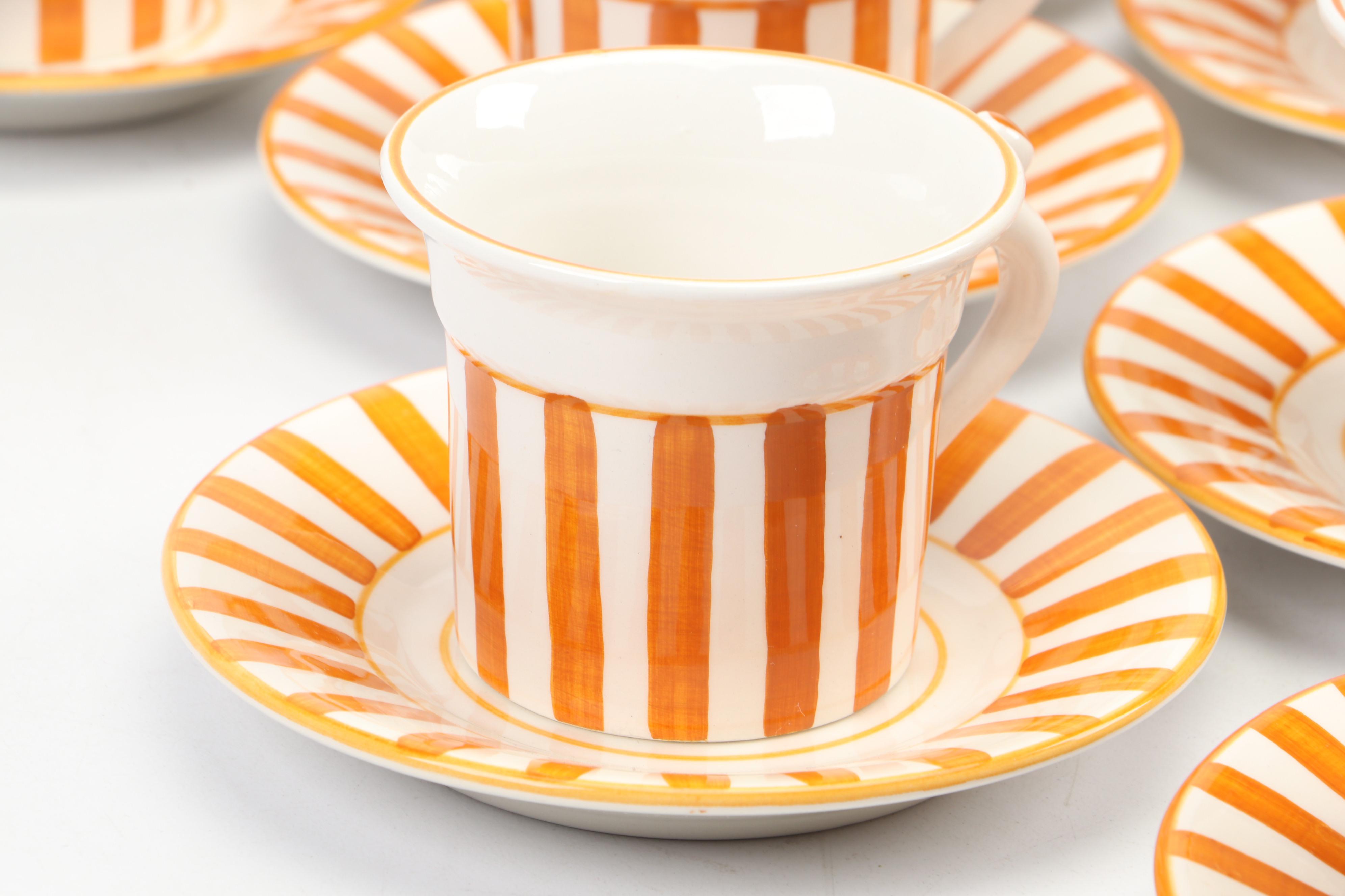 Italian Ceramic Demitasse Cups and Saucers