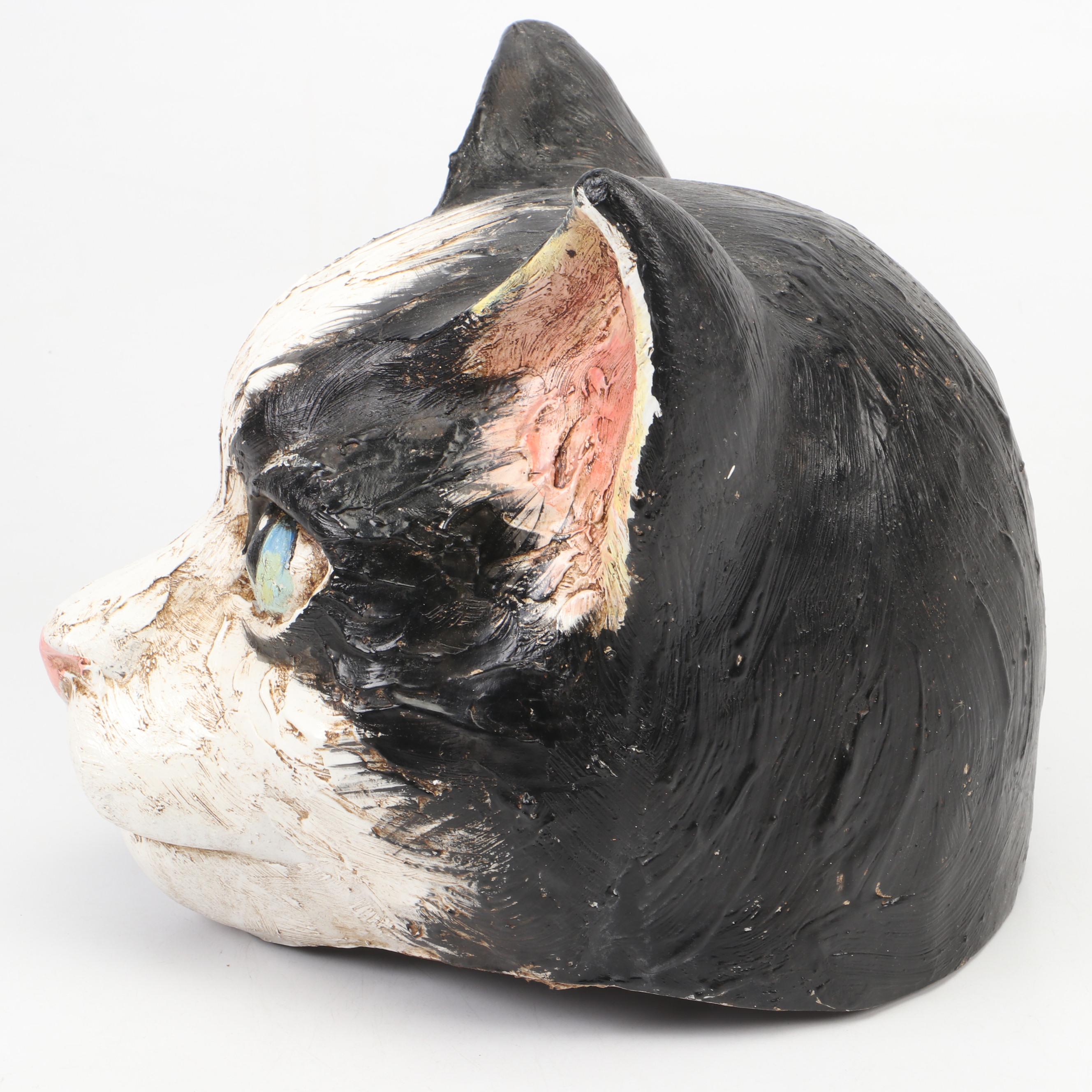 Hand-Painted Papier-mâché Cat Head Mask